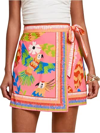 MakeMeChic Women's Wrap Mini Skirt Summer Boho Skirts