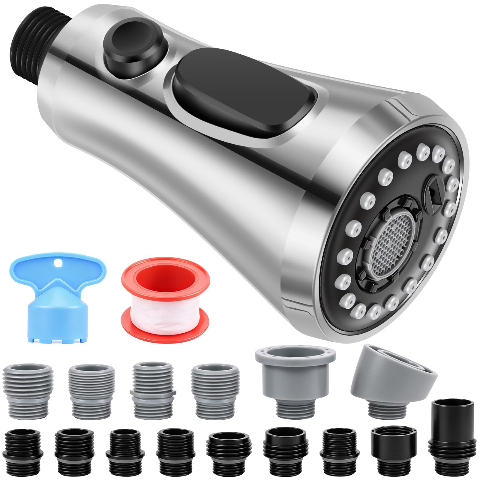 Patnfr Brushed Color 3 Function Kitchen Tap Spray Head Spout Tap Extender With Adapter Accessories Universal Sink Taps Spray Head Attachment Faucet Extension Adapter Faucet Aerator For Kitchen Sink(Brushed Color)