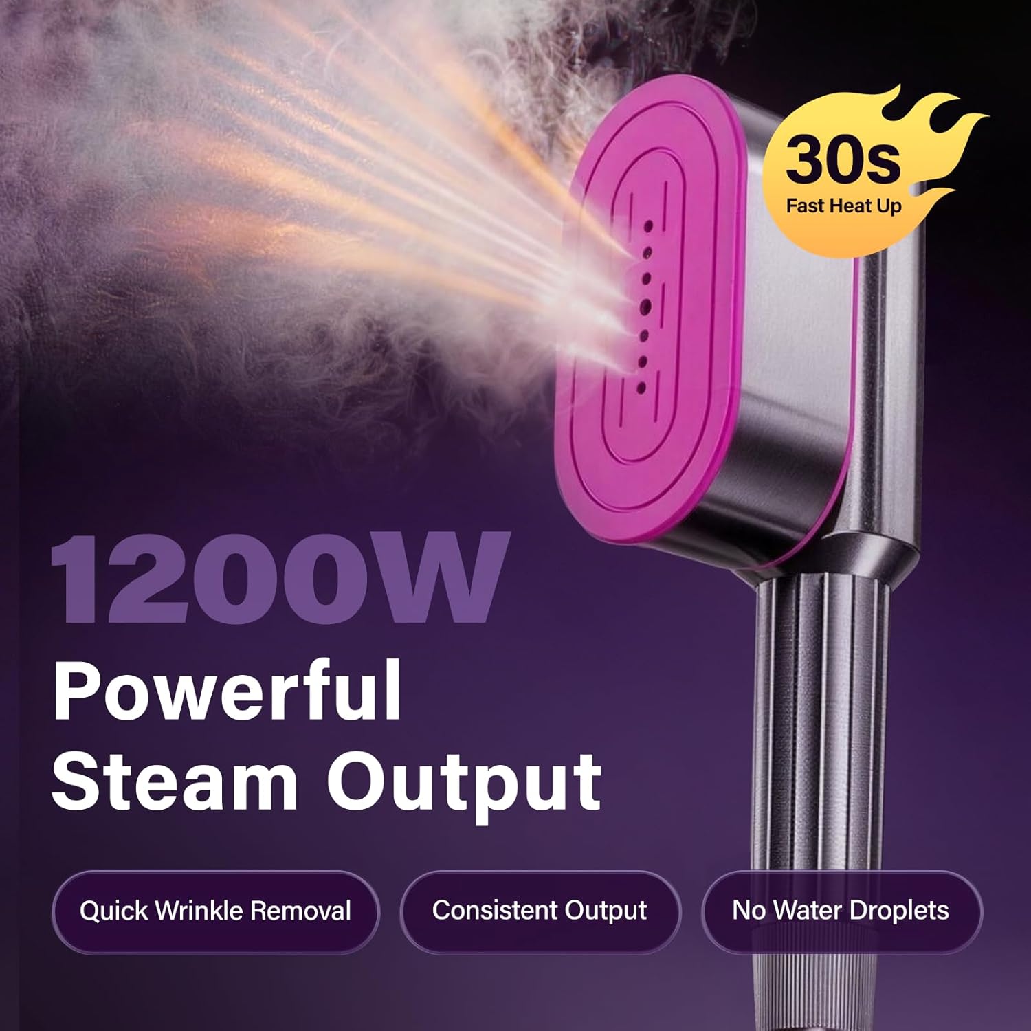 DEARBBEE Portable Travel Steamer for Clothes, 1200W Powerful Garment Wrinkle Removal with 7 Modes, 30s Fast Heat Up, 2 in 1 Compact Design for Home & Travel