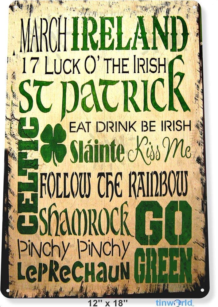 EpochSign Irish Collage Metal Wall Art St Patrick Celtic Shamrock Bar Outdoordoor Sign Wall Decorati 12x8 inchs