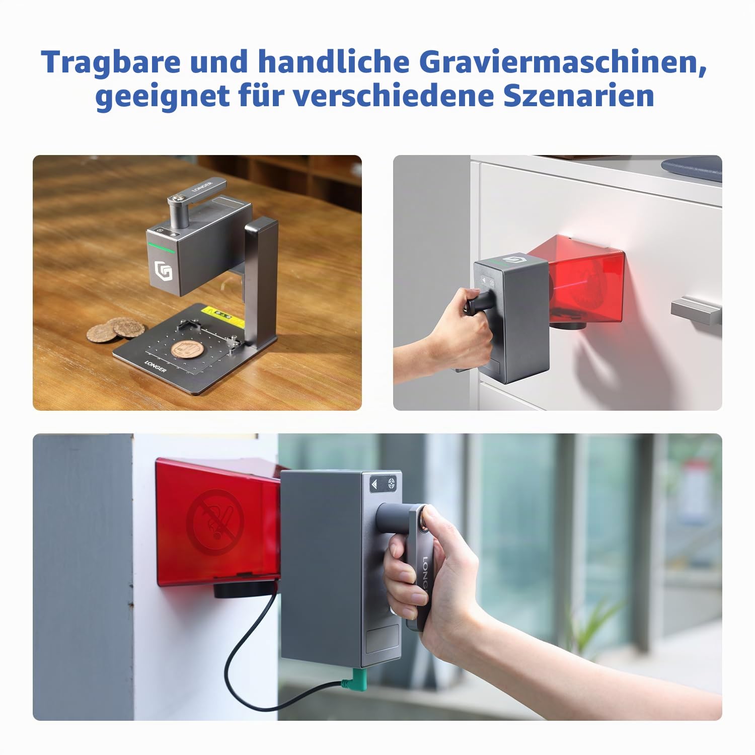 LONGER Nano 6W Lasergravierer, Tragbare Lasergravurmaschine 5000 mm/s, 0,05 mm Präzision, Laser Cutter für Holz, Leder, Acryl, Metall, Keramik, DIY Projekte und personalisierte Geschenke