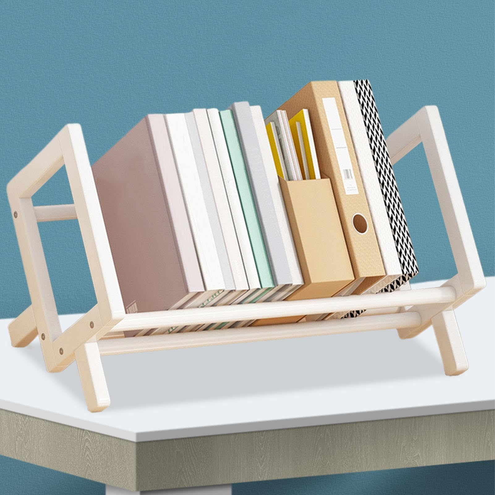 Libreria da tavolo, scaffale per libri da tavolo, organizer da scrivania per libri e , libreria compatta da scrivania con design inclinabile, perfetta per dormitori e uffici domestici