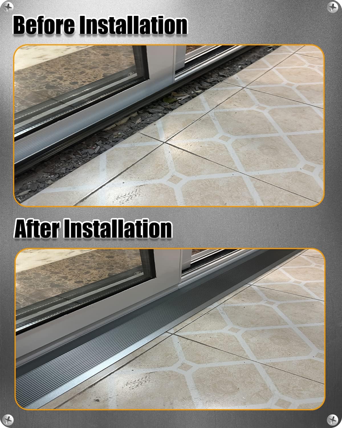 4 inch Floor Transition Strip Wood to Tile, 36" Grey Aluminum Carpet to Tile Transition Strip, Interior Metal Thresholds for Doorways Vinyl Laminate