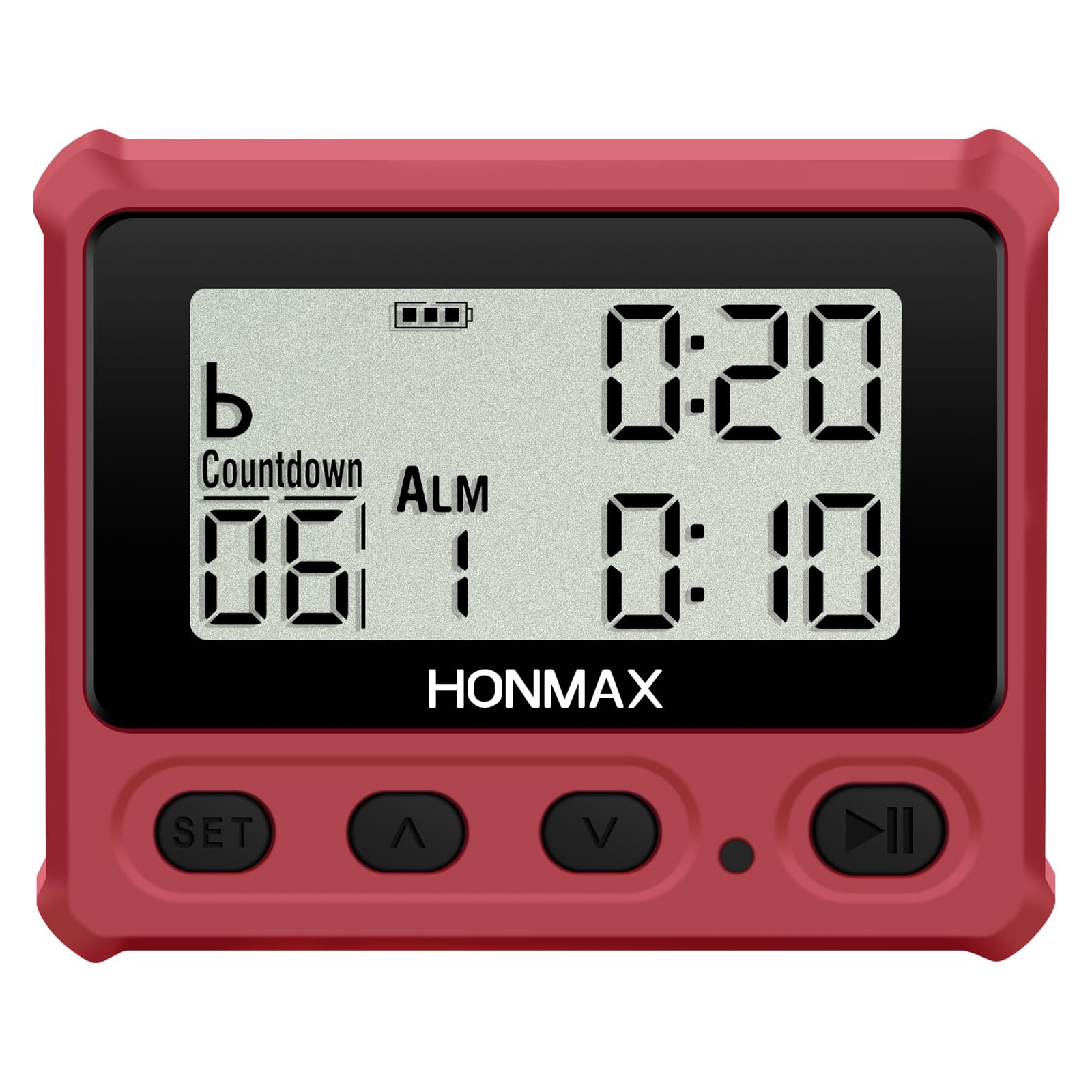 Minuteur numérique d'intervalle, chronomètre avec rétroéclairage, horloge rechargeable USB-C, rouge
