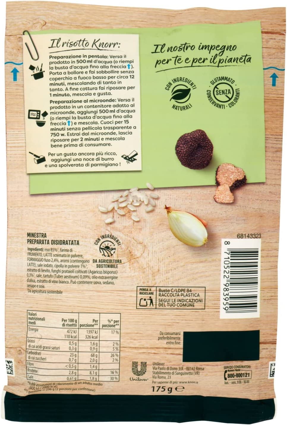 3 x Knorr Risotto Tartufo Arroz Trufas 175g 100% Alimentos Preparados Italianos