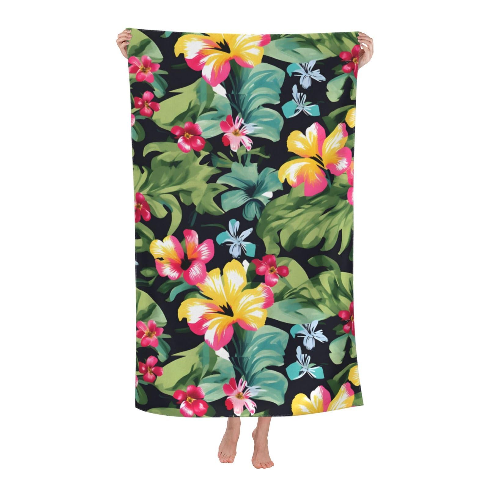 Cbaaghh Hawaiian Flower Print Print Adult Beach Towels,Beach & Pool Towel,Beach Towels,Towels For Camping