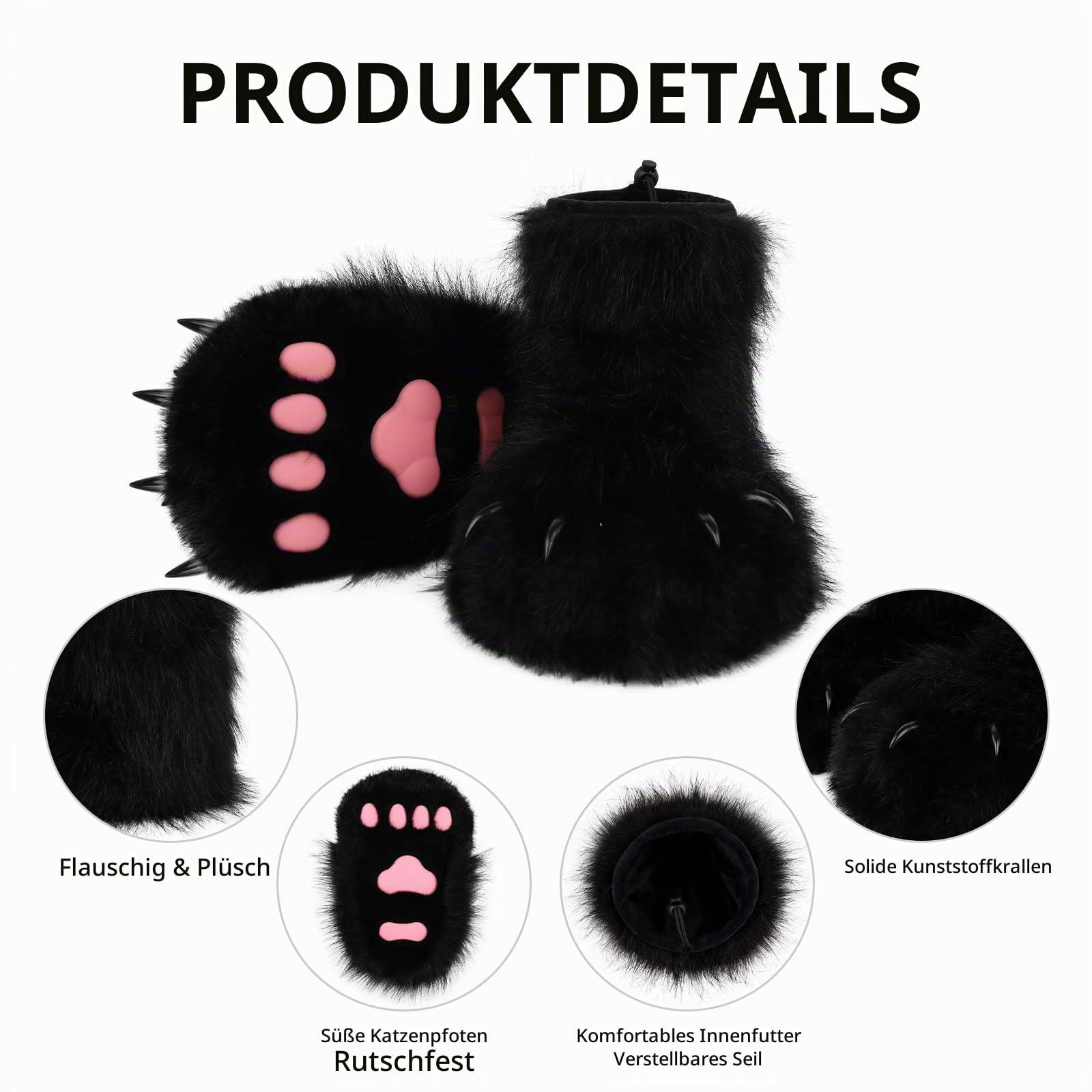 Pelzige Kunstpelz Schuhe Tier Katze Fuchs Pfote Hausschuhe Fursuit Plüsch Fuzzy Fluffy Warm Kralle Stiefel Kostüm Zubehör