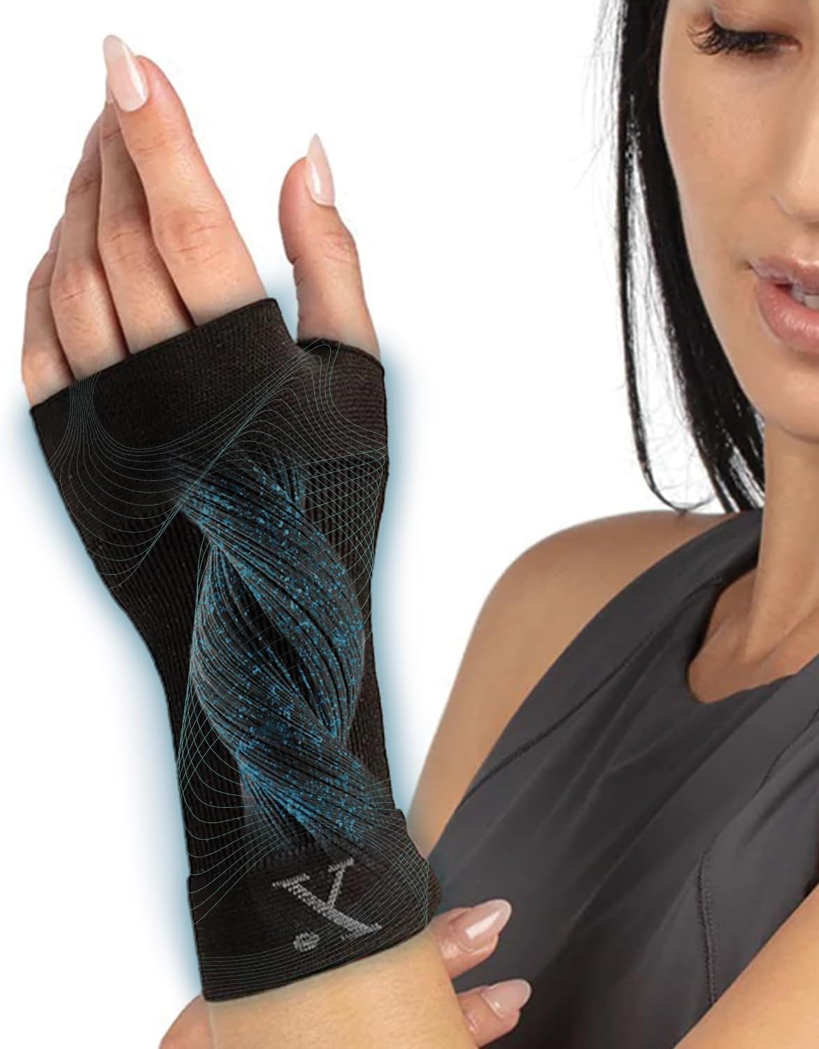 NUFABRX Medicine-Infused Pain Relieving Wrist Compression Sleeve for Men and Women with Hand and Wrist Pain, Arthritis, Tendonitis, and Carpal Tunnel