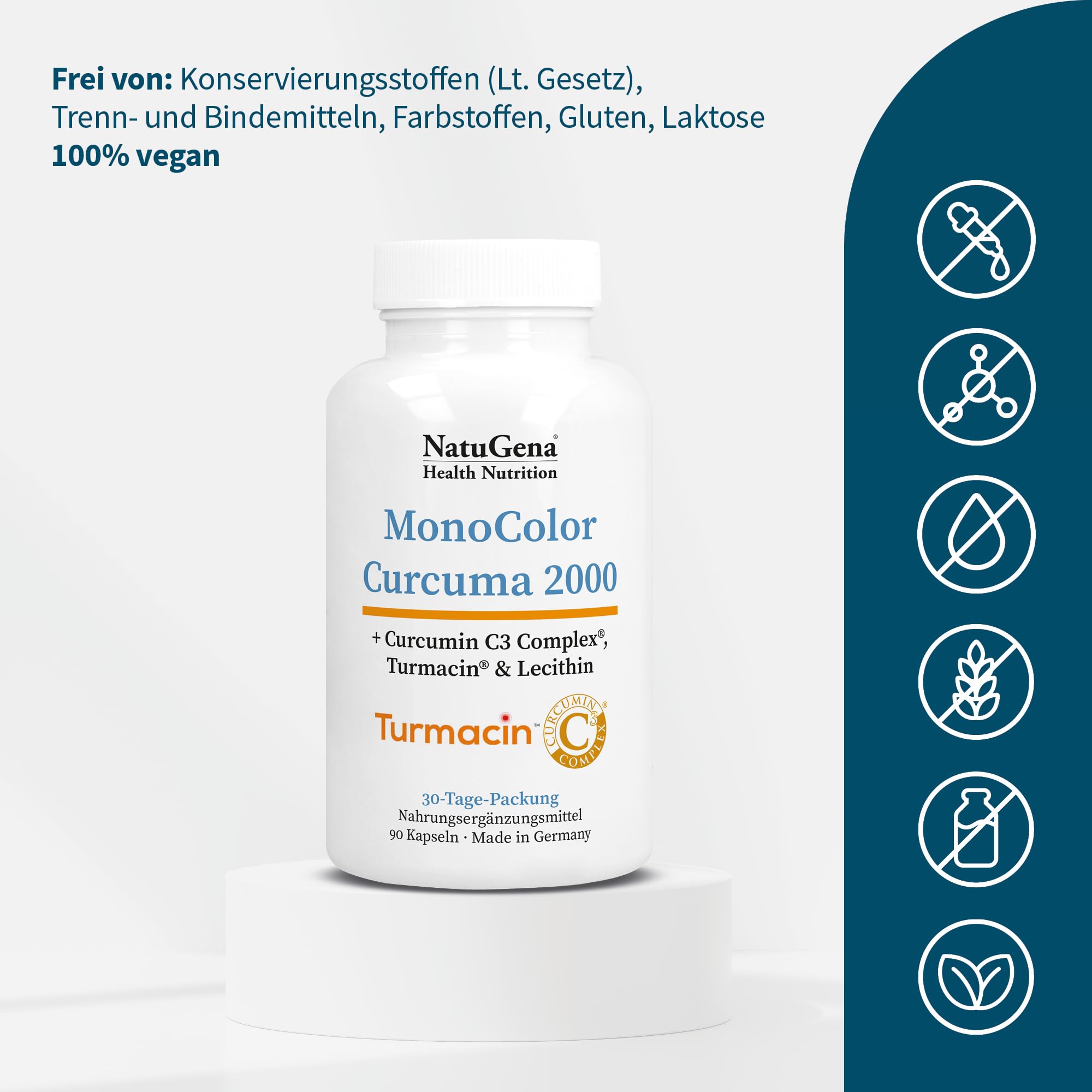 NatuGena MonoColor Curcuma 2000, Bio Curcumin, Kurkuma, Made in Germany