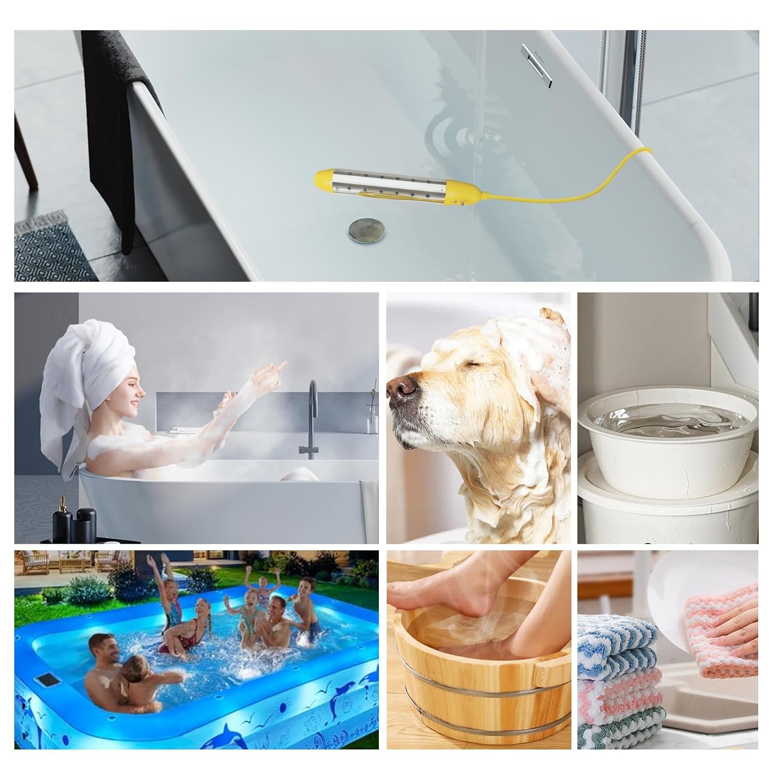 1500W Electric Submersible Water Heater with Stainless Steel Guard Cover, Portable Bucket Heater to Heat 5 Gallons of Water in Minutes