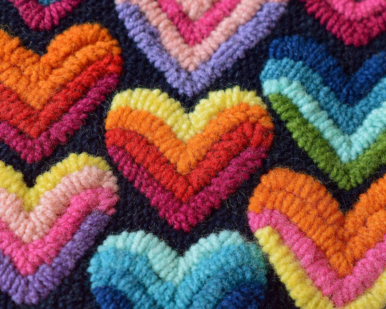 AMBATTERY Carpet Latch Hook Kit Colorful Hearts 55x75cm