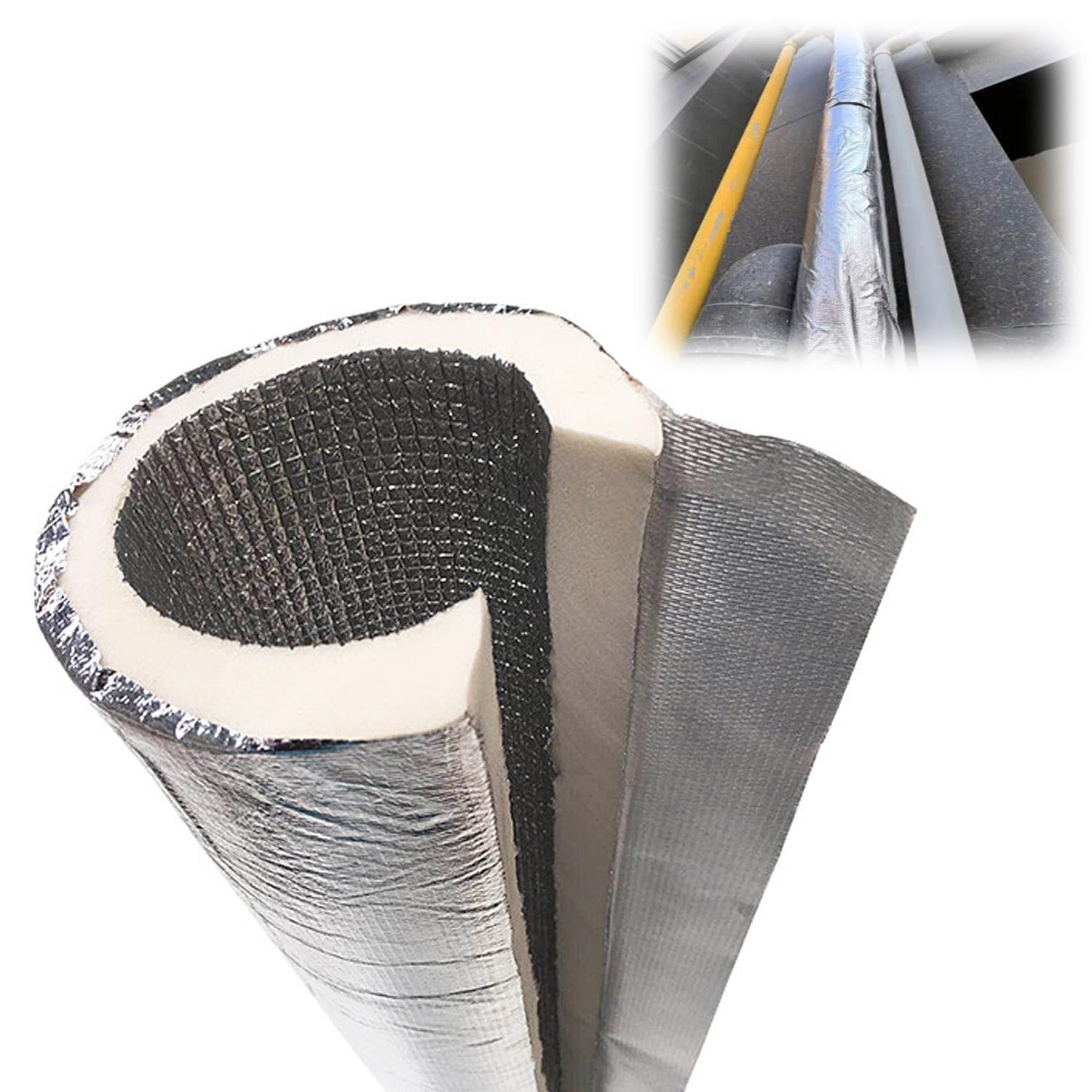 Outdoor Antifreeze Pipe Insulation, Self-Sealing Foam Tube Insulation Pipe for Indoor and Outdoor Pipe, Waterproof Aluminum Foil Pipe Lagging ID 22mm(7/8")~133mm(5-1/4")(52mm*20mm*95cm)