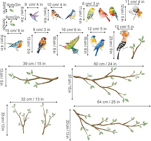 Miniatura 4 de Decalmile Tree Branch Double Sided Hummingbird & Bird Window Clings - Anti-Collision Glass Stickers