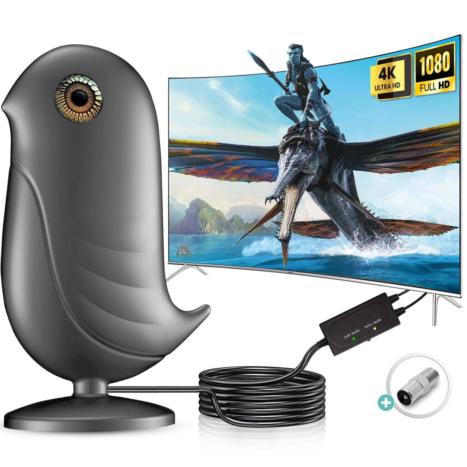 Antenna TV Interna Amplificata 2025 – Ricezione 4K/1080P DVB-T/T2 Fino A 380 Km Con Base Magnetica E Cavo 5m