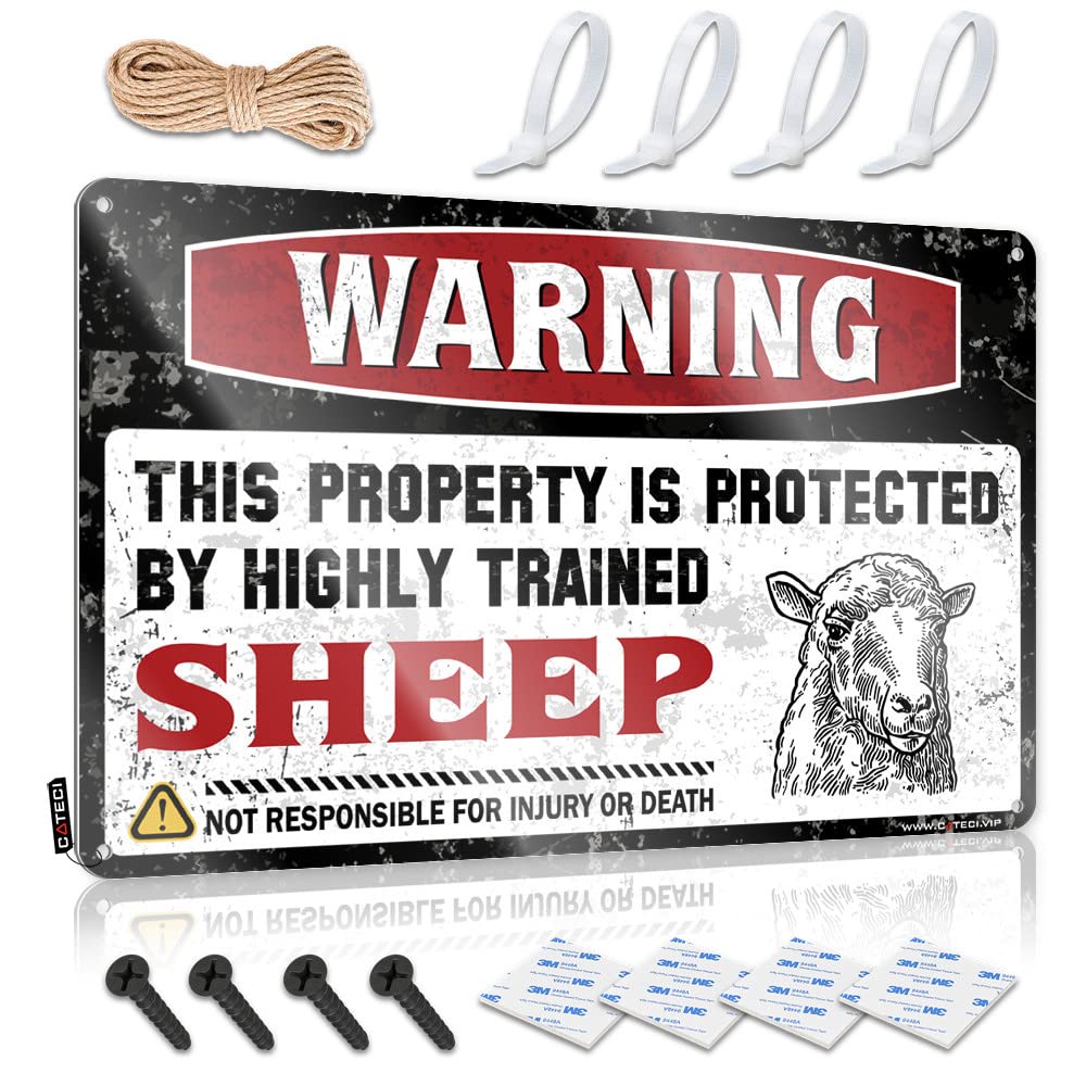 BRUNTELO Home Decor Men Warning This Property Is Protected By A Highly Trained Sheep Tin Sign Room Signs For Bedroom Backyard Bar Sign(30X40CM)