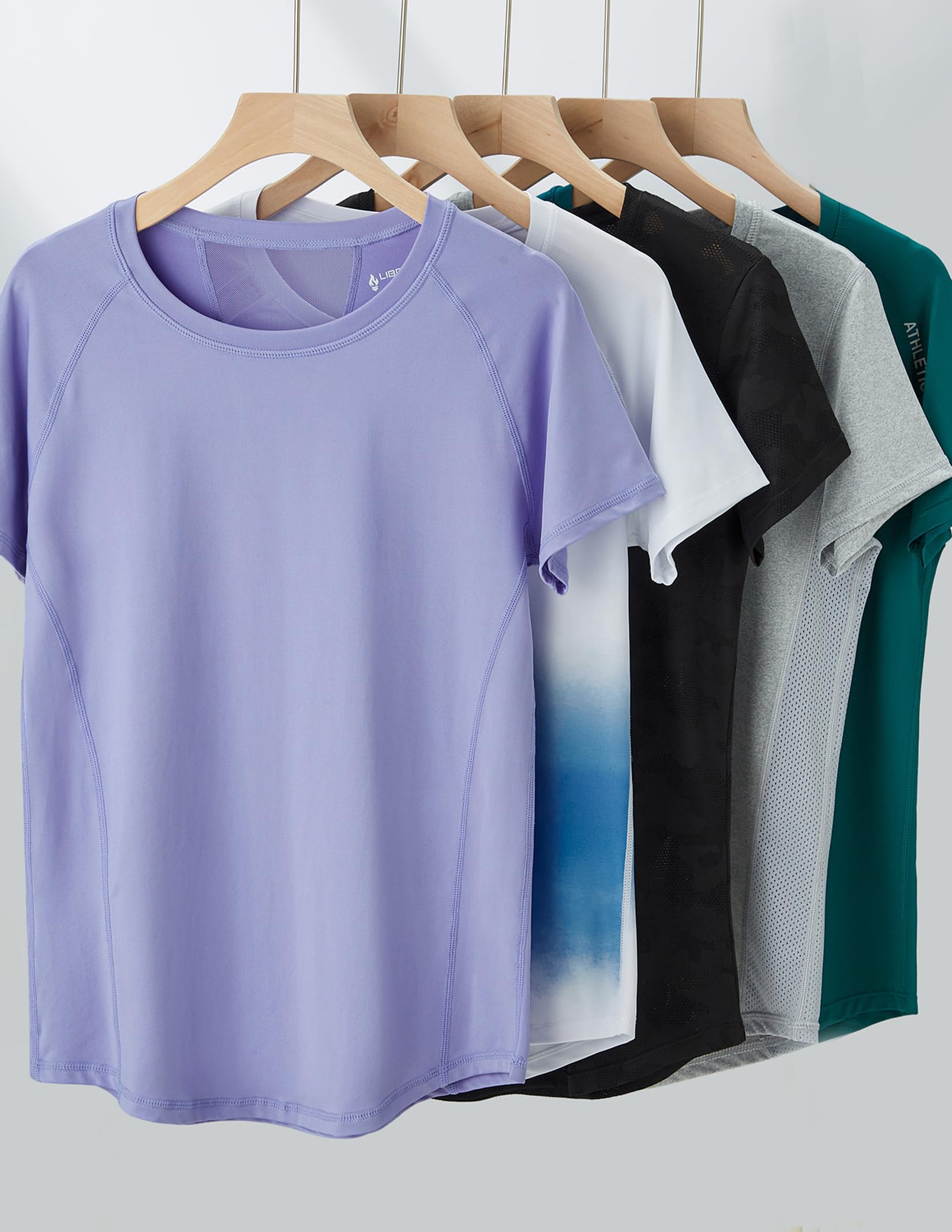 5er-Pack: Damen Dry Fit Kurzarm T-Shirts Athletic Workout Tee Tops für Gym Yoga Laufen
