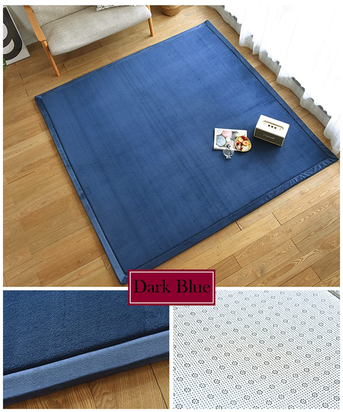 Spielmatte Krabbelmatte Baby Kinder Matte, Extra Dick 3cm Faltbar, Teppich Kinder Krabbeldecke Weiche rutschfest Tatami kinderzimmer Deko, Dunkelblau, Grösse: 200x280cm