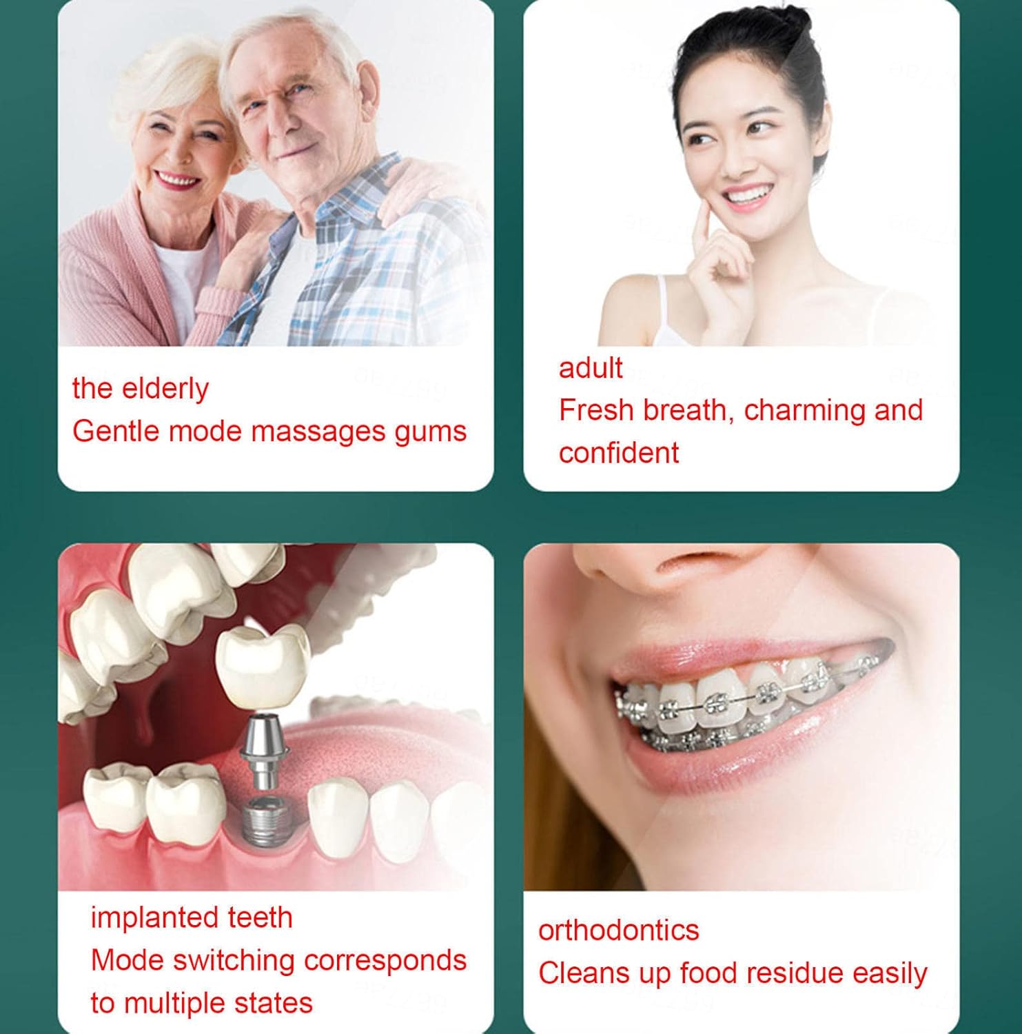 Adult Electric Toothbrush, 360 Cleaning U-Shaped Automatic, IPX7 Waterproof, 4 Modes, USB Charging