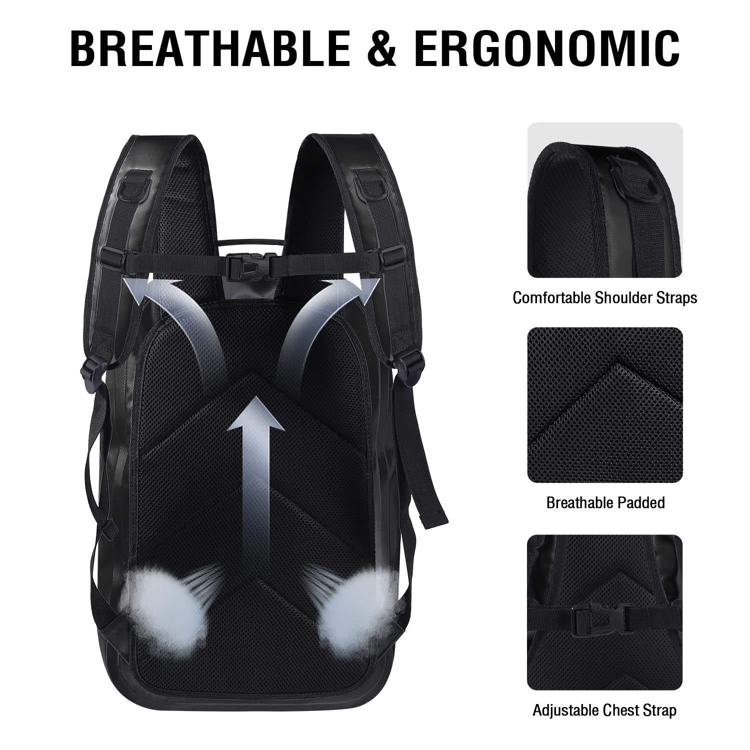 Buffalo Gear Waterproof Dry Bag Backpack with Airtight Zipper for Outdoors, Travel, Boating, Kayaking,Camping