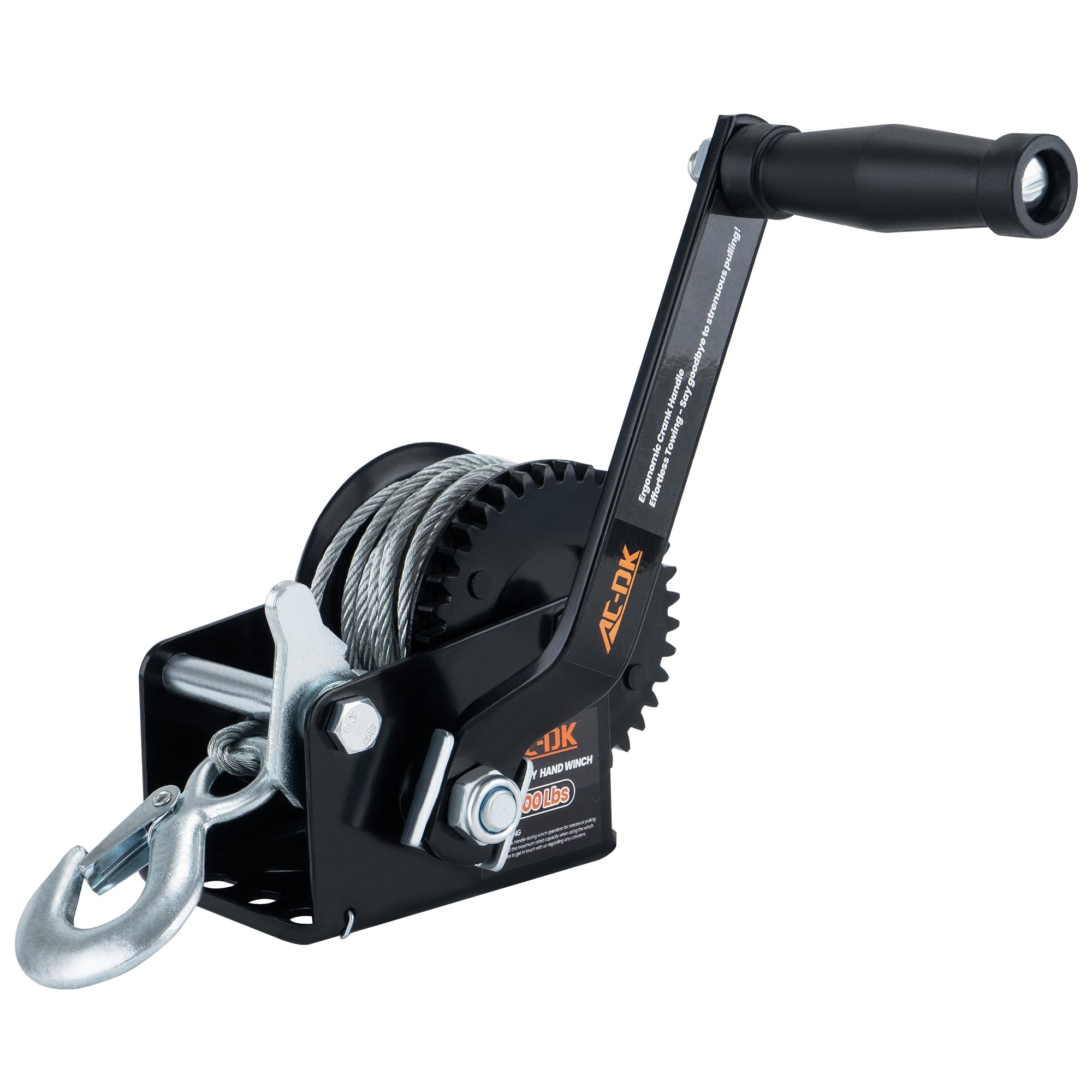 AC-DK 600lbs Heavy Duty Boat Trailer Winch with 19FT Steel Wire, 2-Way Ratchet & 3.2:1 Gear Trailer Winch, Portable Hand Crank Winch for Boat, Truck, Trailer, RV, ATV, Jet Ski