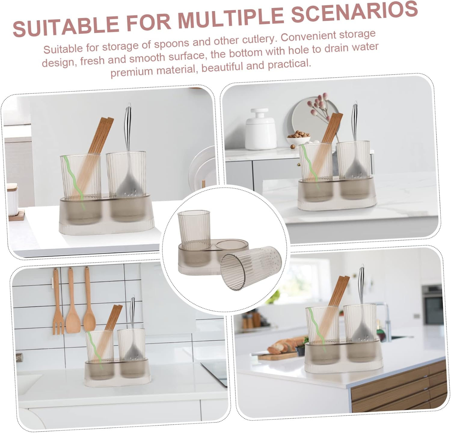 SHOWERORO Household Spoon Holder and Chopstick Storage Organizer Practical Kitchen Utensil Holder for Countertop and Safe Material for Keeping Utensils Tidy and Accessible