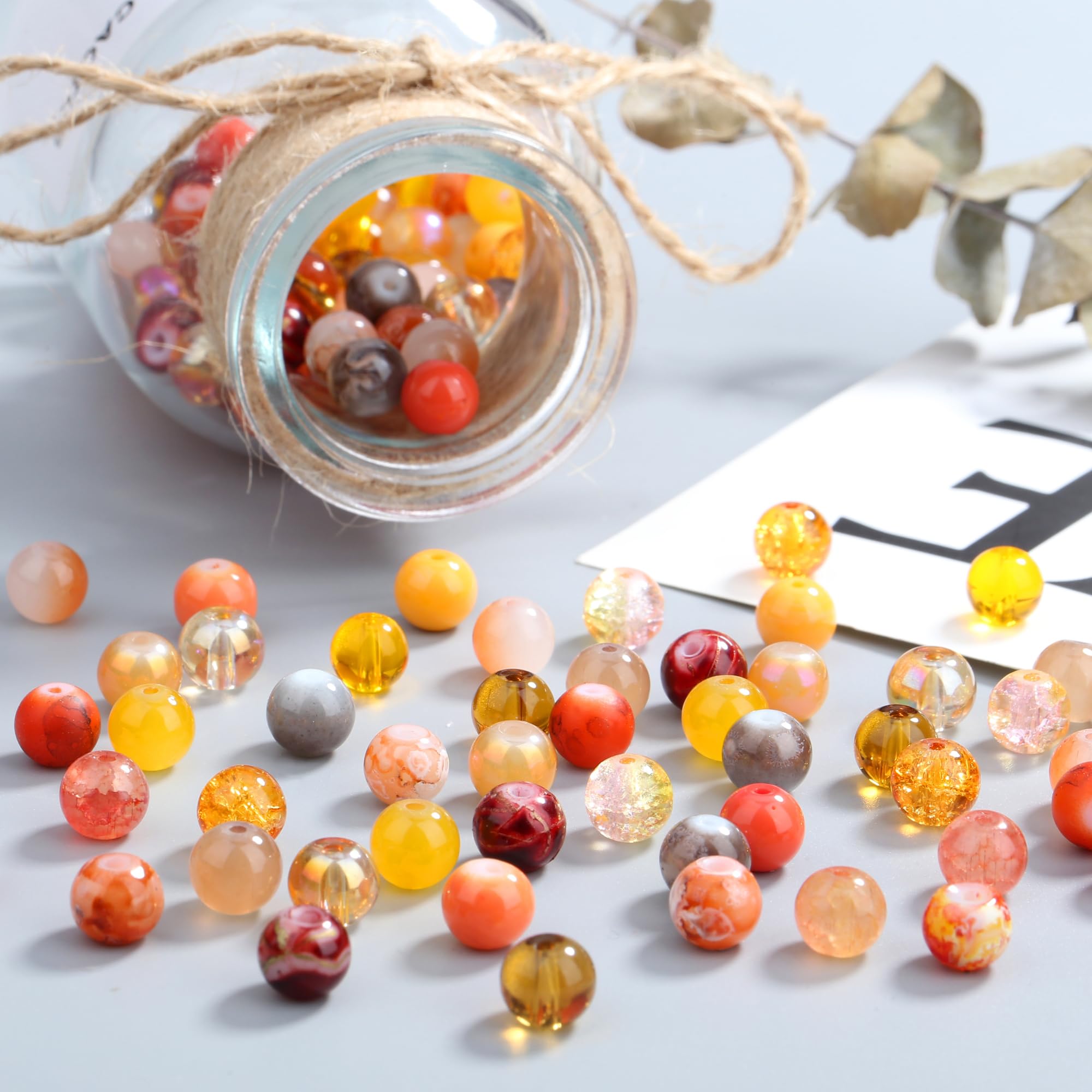 AWARDSEN 8 mm Orange Beads Round Bead Orange Earring Bracelet Necklace for Jewellery Making Crafting DIY Autumn Gifts 360 PCS Glass Beads - Image 4