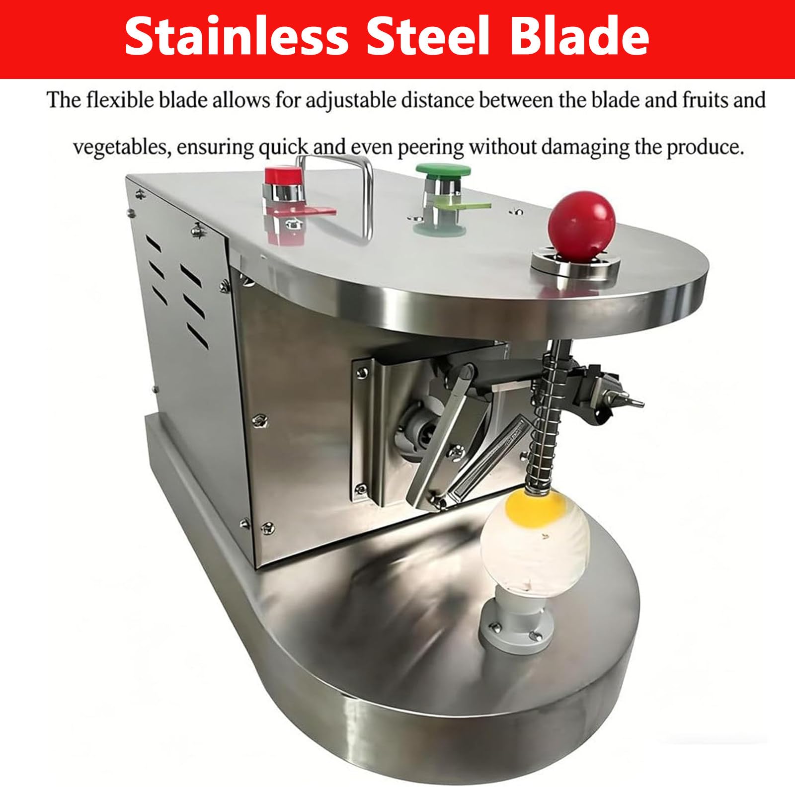 Sbucciatrice automatica per arance, pelapatate elettrico professionale in acciaio inox per limoni e arance, altezza e spessore regolabili, 500 pezzi/h, ideale per l'uso in cucine di ristoranti.