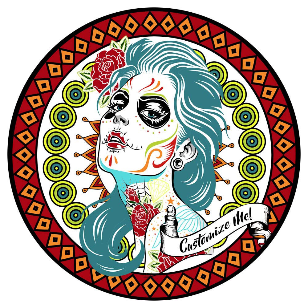 Customizable Glass Rimmer Lid - Sugar Skull Girl