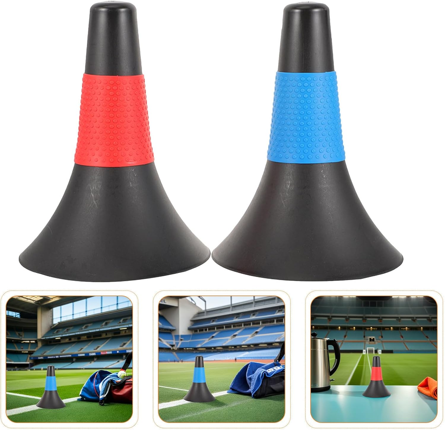SEWACC 6pcs Cm Pe Soccer Training Marker Cones for Basketball Football | Portable Lightweight Set, High Visibility Field Markers, Standard Size Compliant for School Grounds and Running Drills