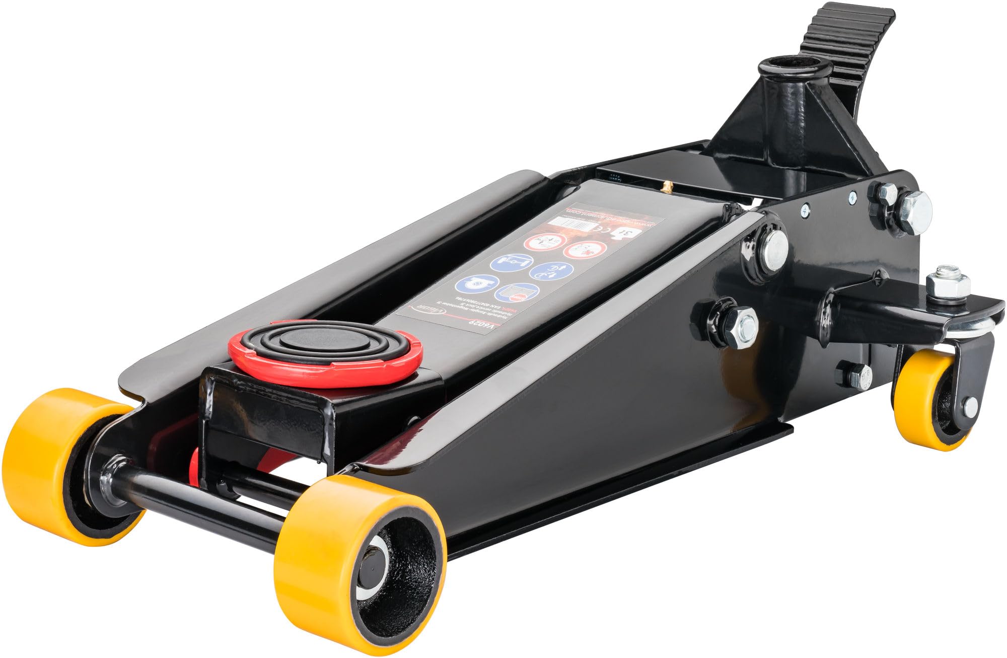 Vigor V6029 - Gato hidráulico (carga máxima: hasta 3 t, peso: 31 kg), color negro y rojo