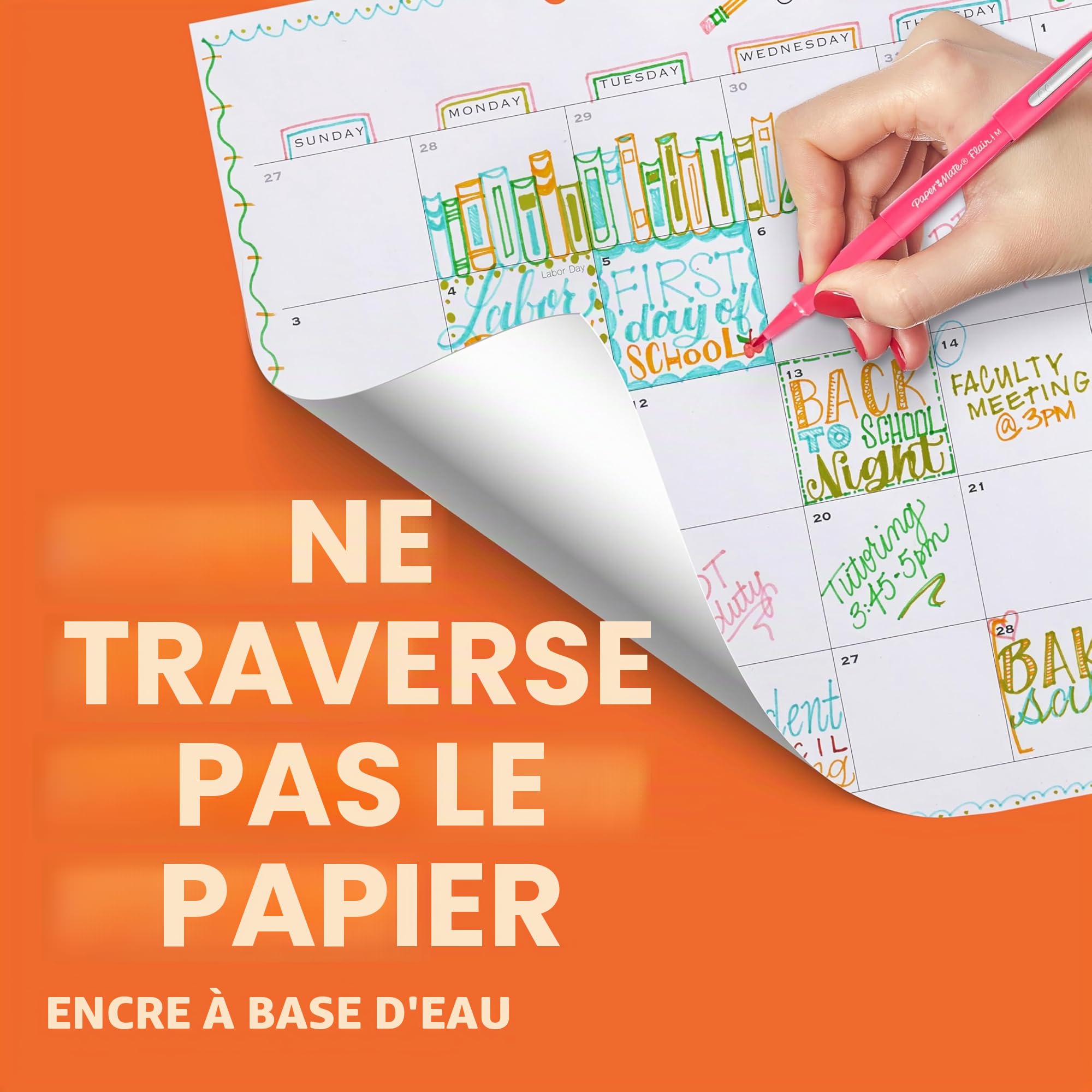 Paper Mate Flair Stylos feutres | Feutres de coloriage sans fuite à pointe moyenne (0,7 mm) | Encre bleue | Idéal pour écrirescrapbookingdessineretc. | Boîte de 36