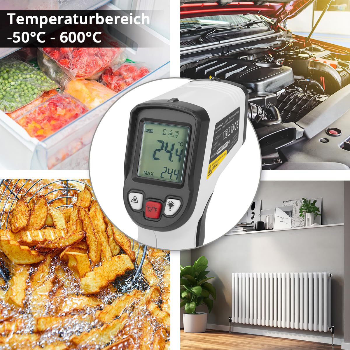 STAHLWERK Infrarot-Laser-Thermometer ILT-600 ST -50C° bis 600°C Digitales Infrarot-Temperaturmessgerät | Pyrometer | Strahlungsthermometer | Digital-Thermometer für kontaktlose Messungen