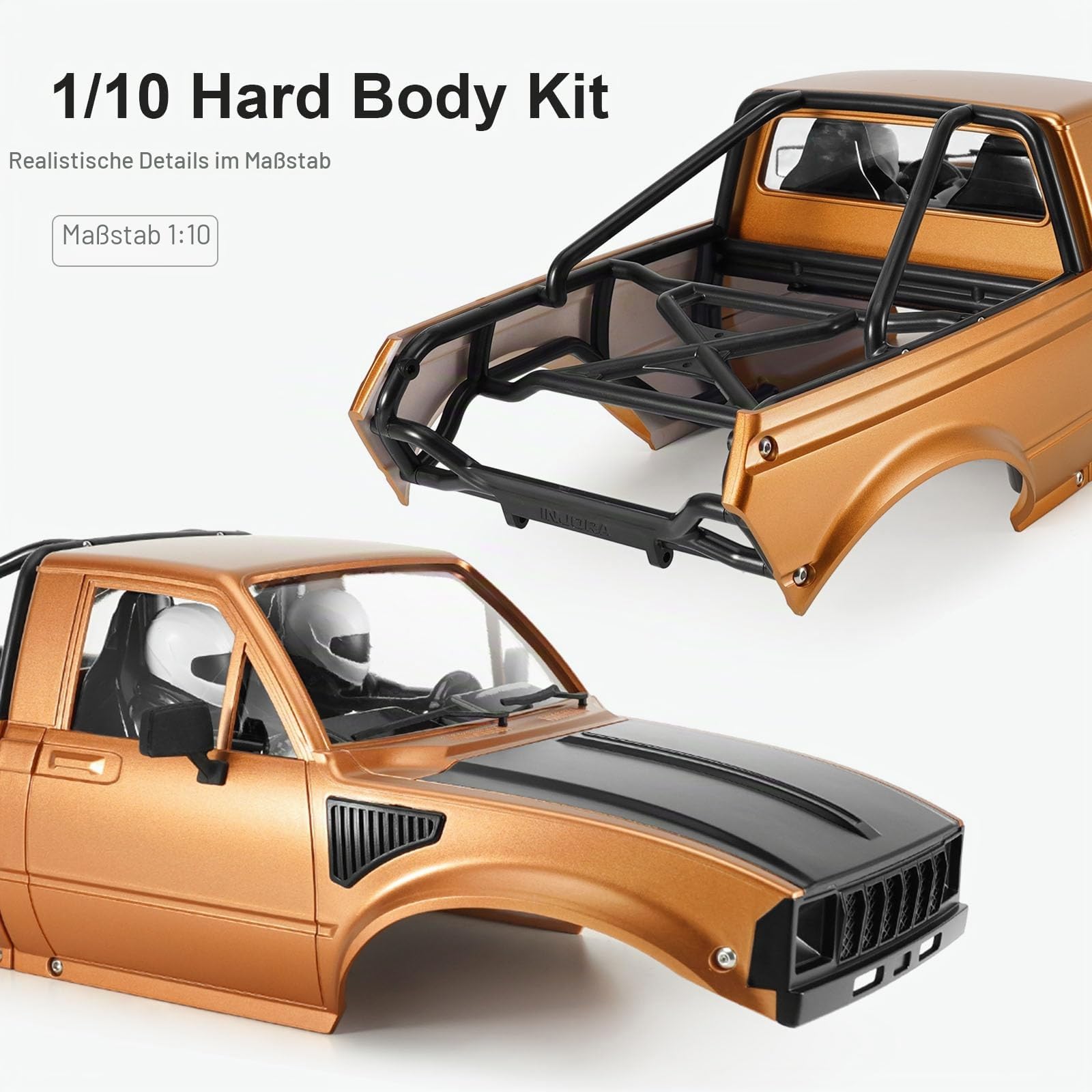 INJORA Hartschalenkarosserie mit Überrollkäfig für 1:10 RC-Crawler