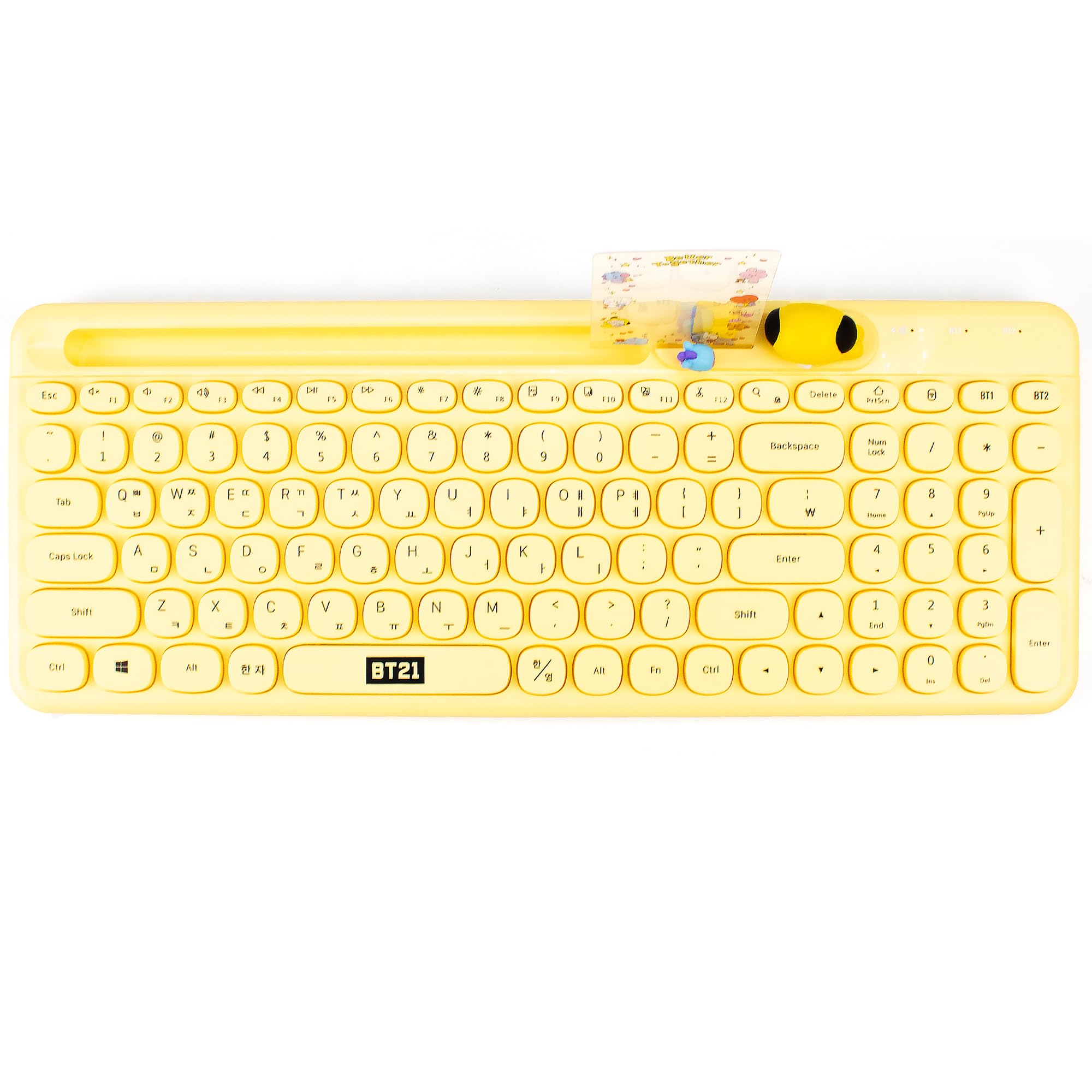 Hamee BT21 MY LITTLE BUDDY SERIES Bluetooth Wireless Keyboard [Quiet Mechanical Brown] [Cute Keyboard] Color Type Round Keycaps Tech Compatible with