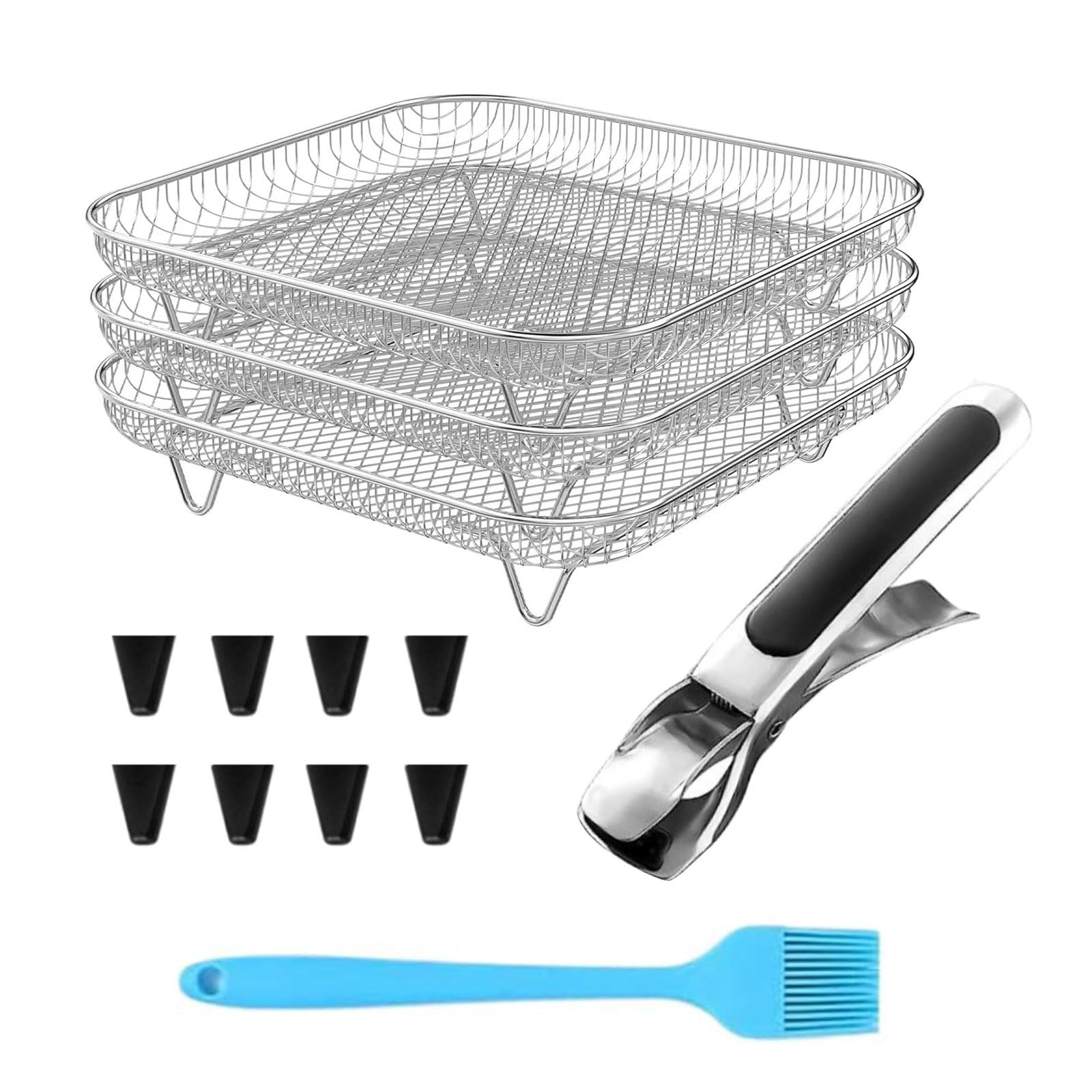 Supports déshydrateur nourriture et accessoires de friteuse à air multicouches en acier inoxydable