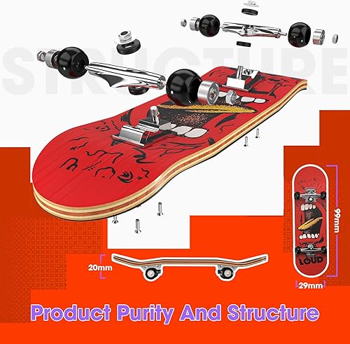 Miniatura 3 de Dizywiee Patineta de dedo, patineta de madera con rueda de rodamiento, mini patineta, regalo de cumpleaños para niños y niñas, tamaño 1.181 in x