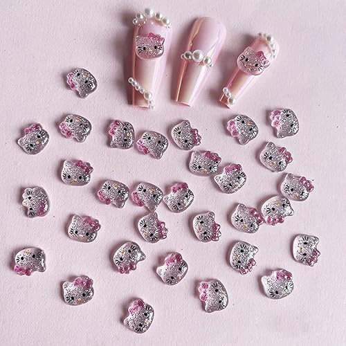 Miniatura 6 de Bonitos dijes de uñas 3D para decoración de uñas Kawaii para uñas acrílicas, diseño de purpurina con parte trasera plana, dijes de joyería de uñas