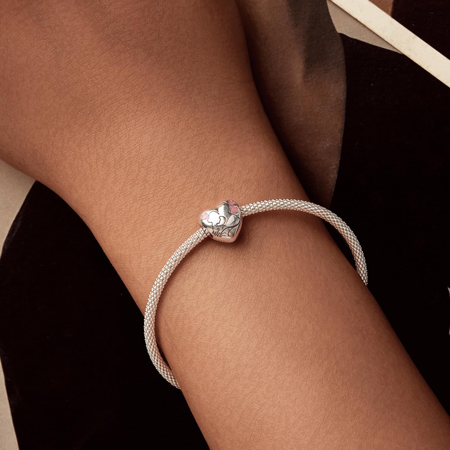 NINGAN Serie d'amore in argento 925 Pendente con perline Regalo di compleanno di San Valentino Adatto per collana di braccialetti da donna