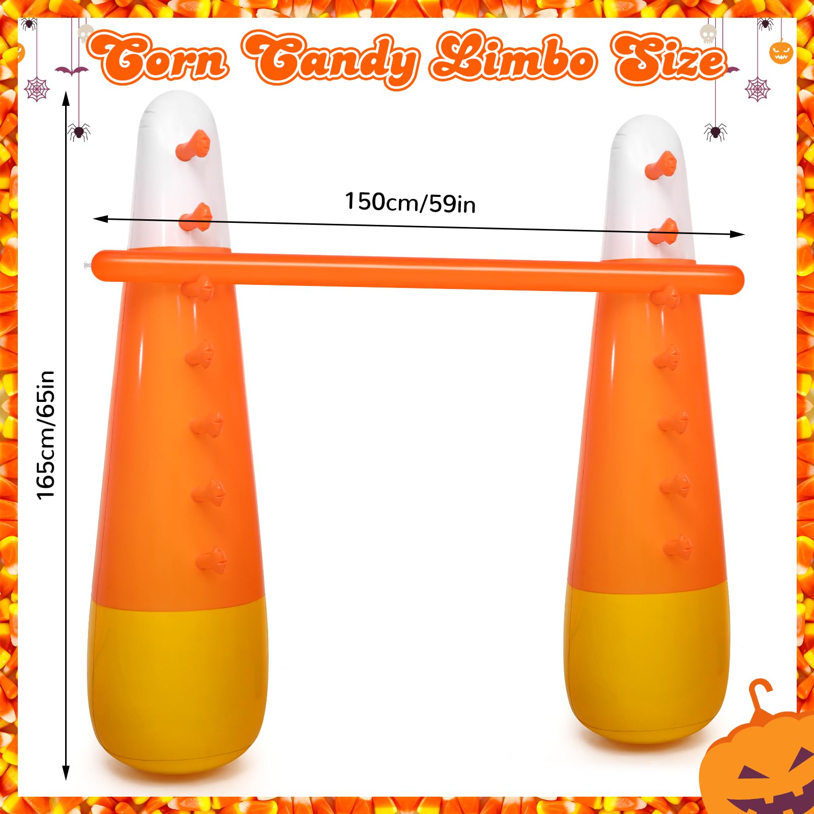 Seenelling Inflatable Limbo Candy Corn Game Halloween Party Carnival Game Trick or Treat Party Decor Vacations Indoor Outdoor Fun Inflatable Halloween Backyard Games for Teens Adult