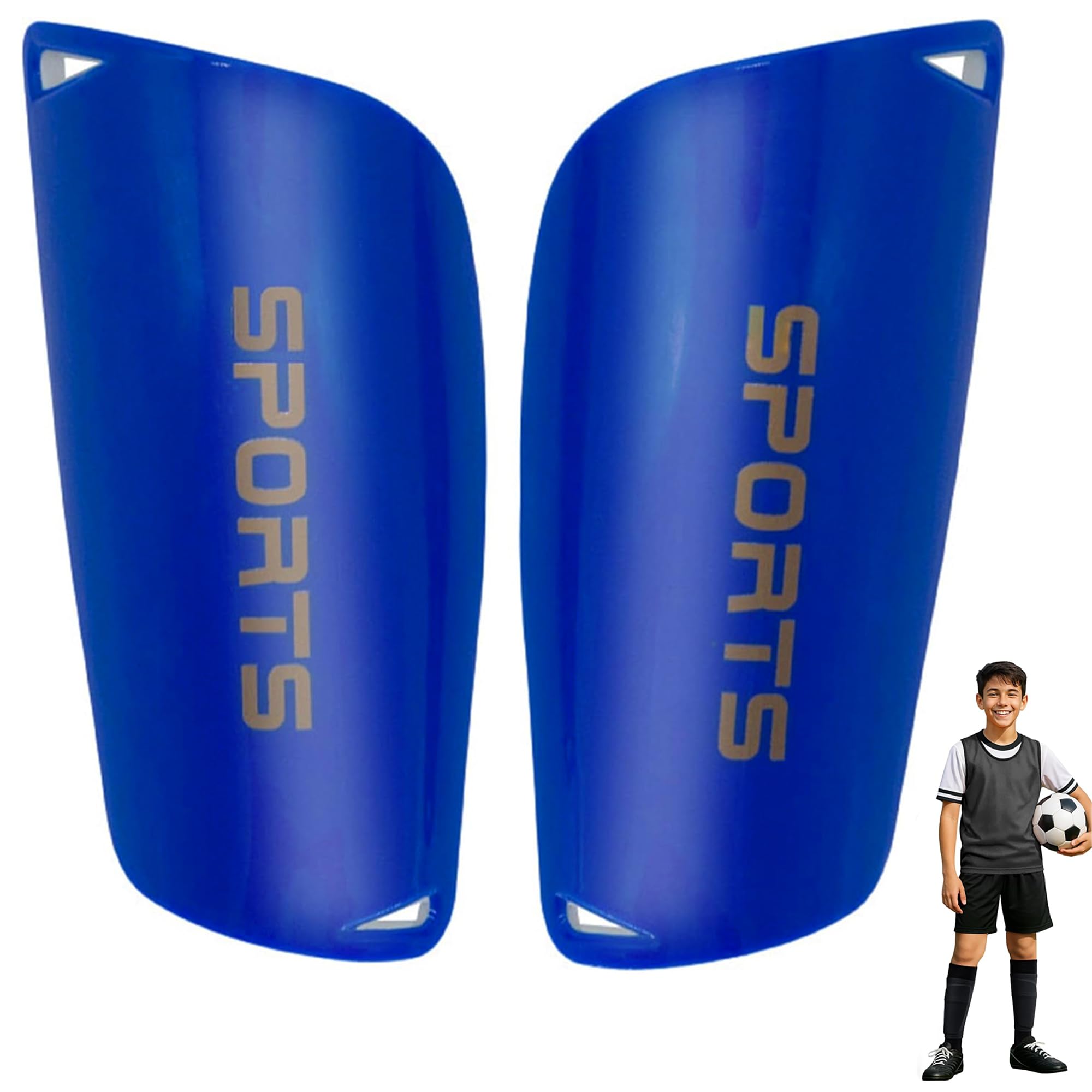 Shin Pads, 2pcs Football Shin pads for Adult Men & Women, Protective Guards for Soccer Football Hockey (Blue)