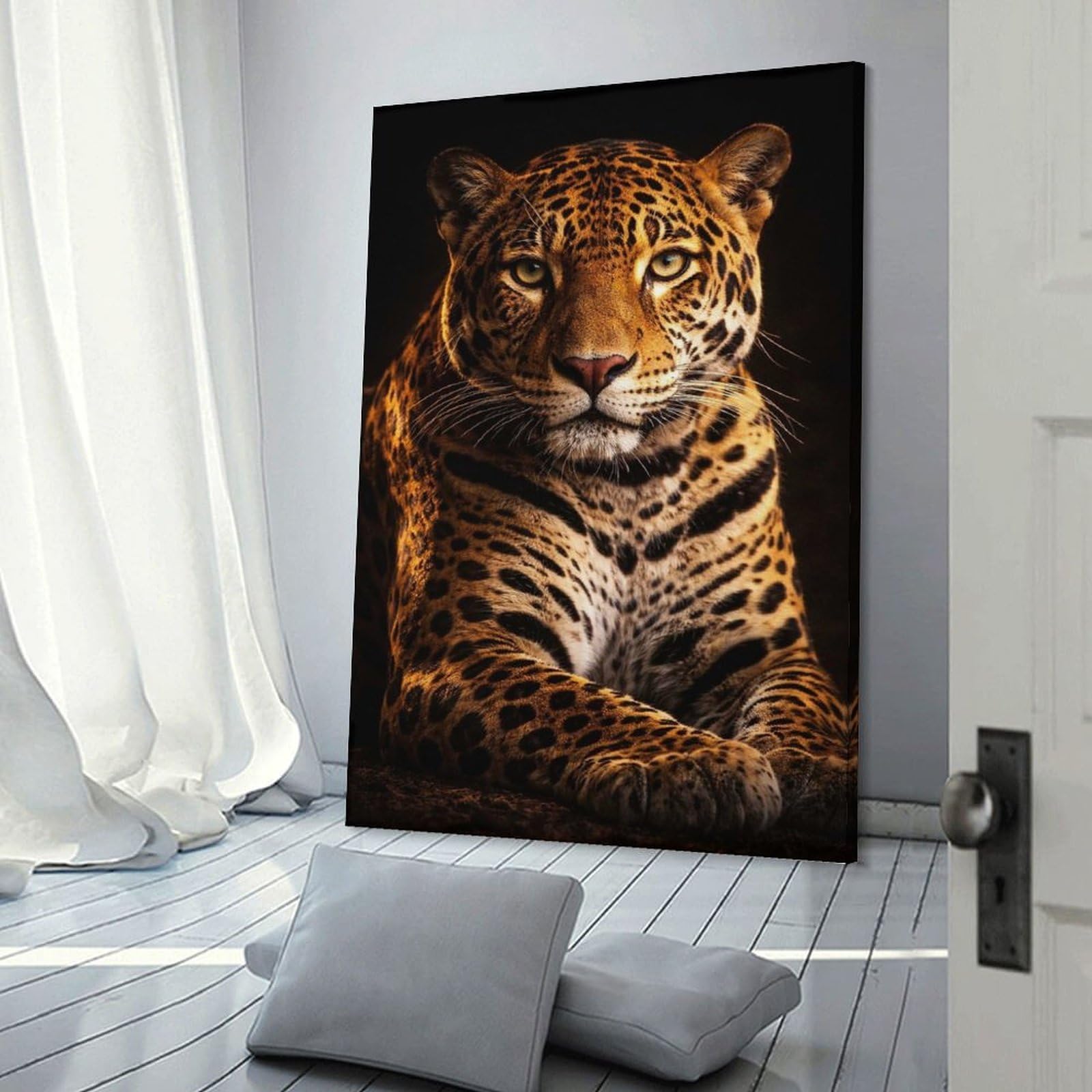 Junmoney Majestic Jaguar Portrait Wall Art Print 20x30inch(50x75cm), for Hallway, Entryway Or Landing, A Neat Decor Update for Hallways, for Everyday Interiors