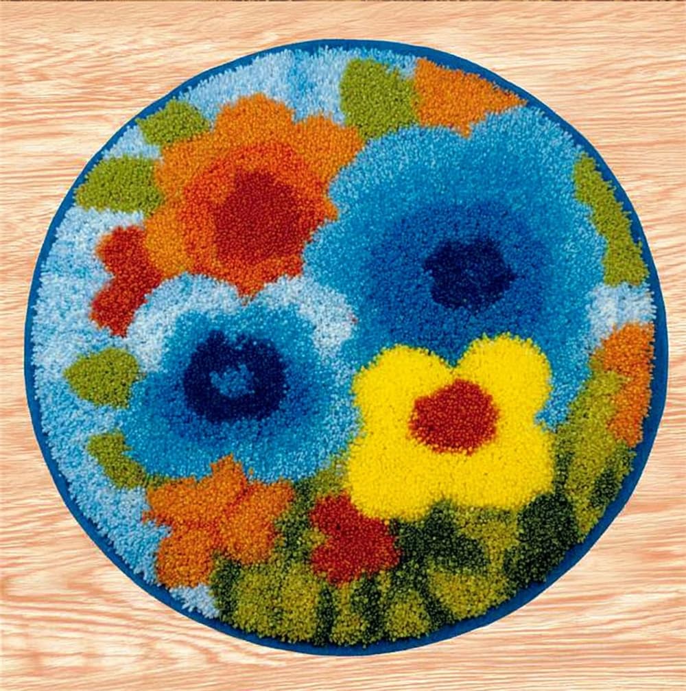kitphoenix Latch Hook Kits for Adults, Meadow Bloom 20X20Inch (50X50Cm) DIY Latch Hook Rug Kit, Home Carpet Rug Making Kit, Cross Stitch Embroidery Kits Needlework Crafts Rug for Home Decor