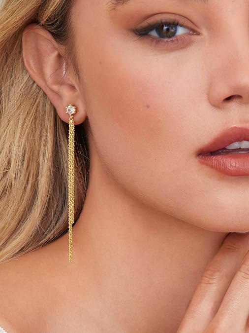 Moodear Dangle Earrings 3/4 Pairs Dainty 14K Gold Plated Earrings for Women