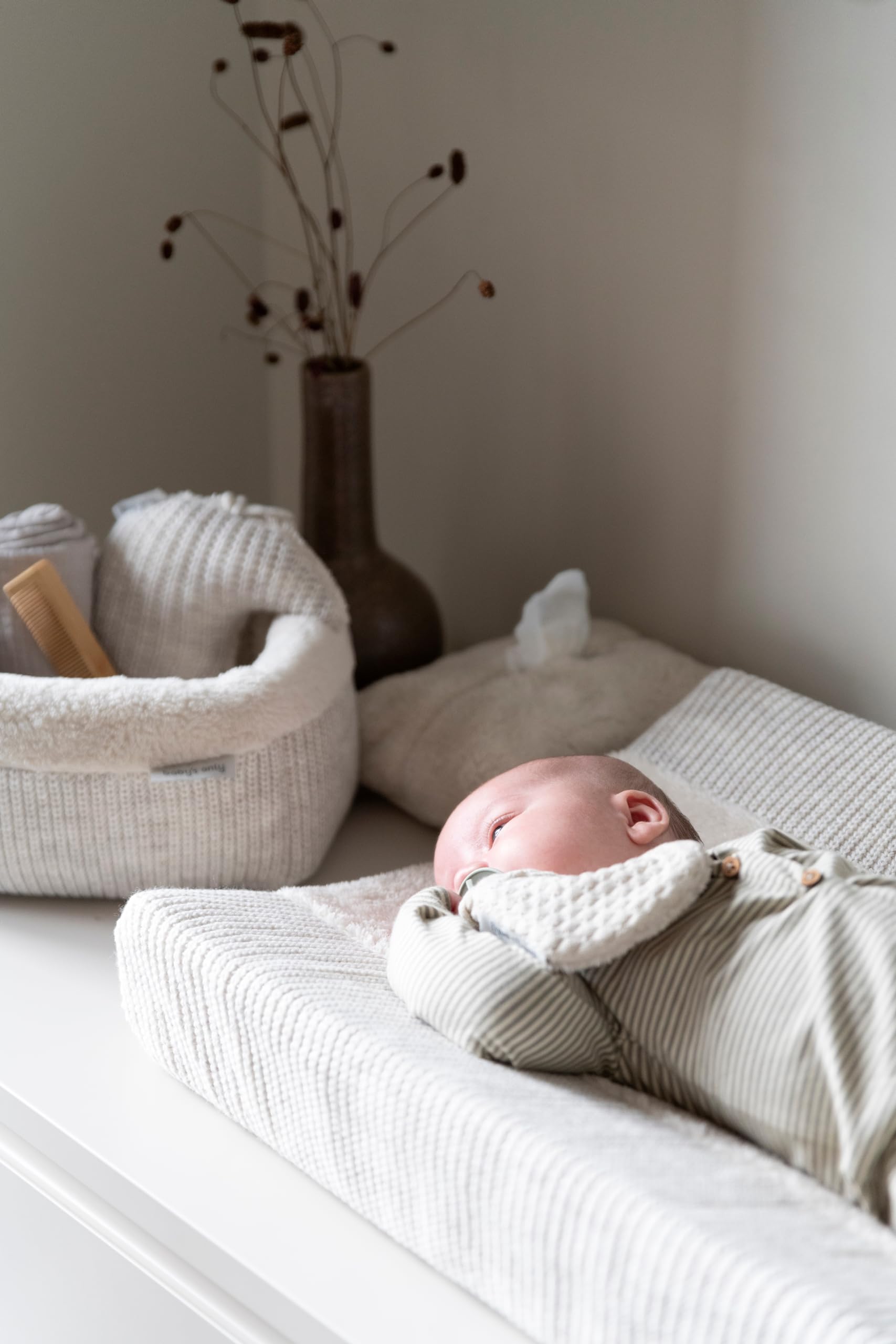 Baby's Only - Baby Wickelauflagenbezug 45x70 cm - Wickelauflage Hope - Strickbezug für Wickelunterlage - für alle Standard-Wickelauflagen - Bezug für Jungen und Mädchen - Hazel Brown