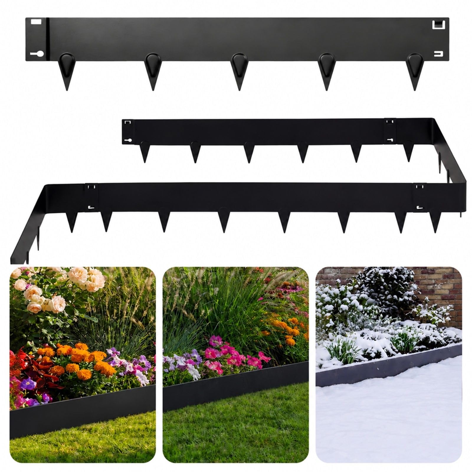 Bordure de Jardin en Acier galvanisé Lot de 6 pour pelouse massifs allées et Cour