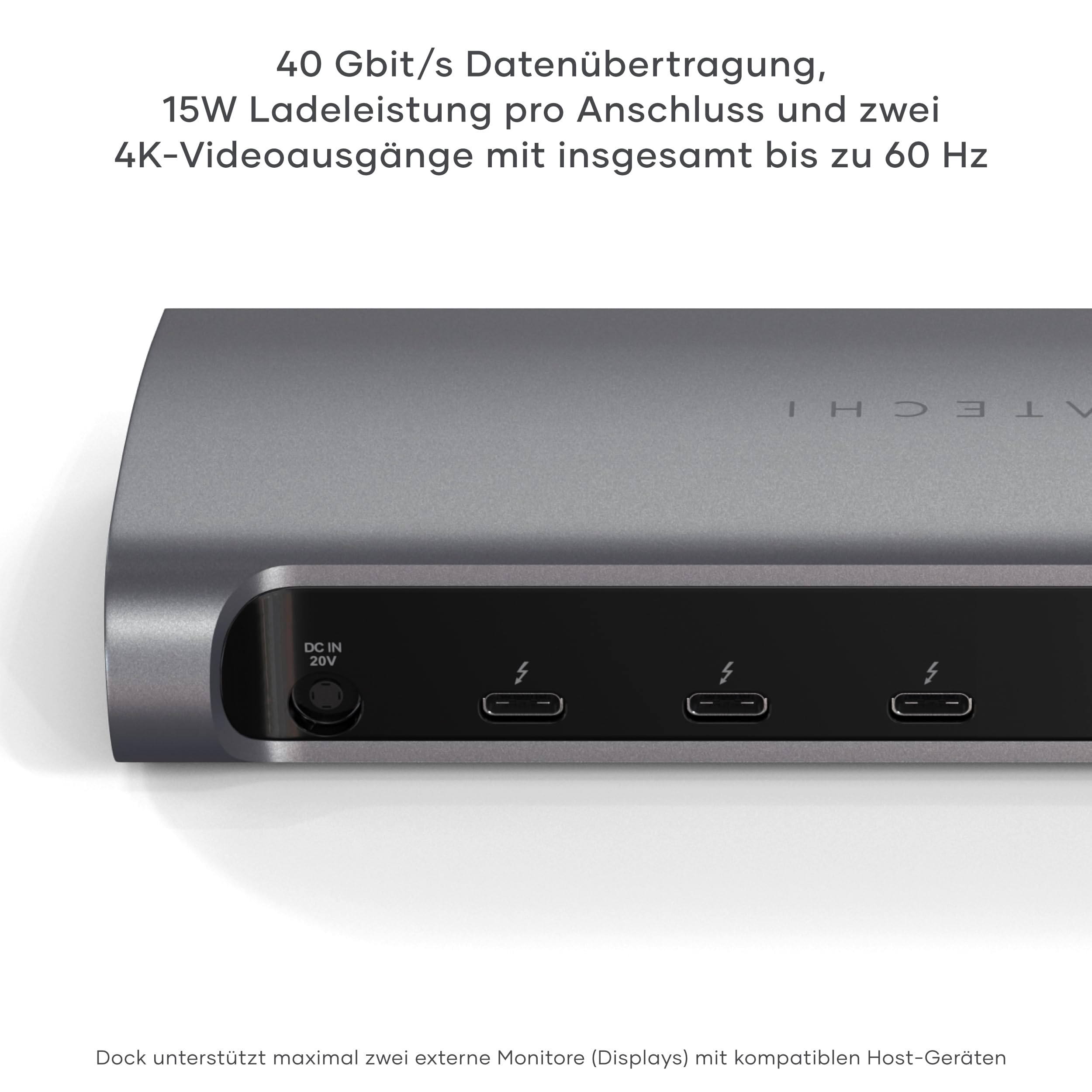 SATECHI 12-in-1 Thunderbolt-4 Dockingstation, 96 W, HDMI | 3 × Thunderbolt-4-Anschlüsse mit 40 Gbit/s, 4 USB-A Anschlüsse, 4K@60 Hz, Ethernet, SD-Kartenleser und Audio