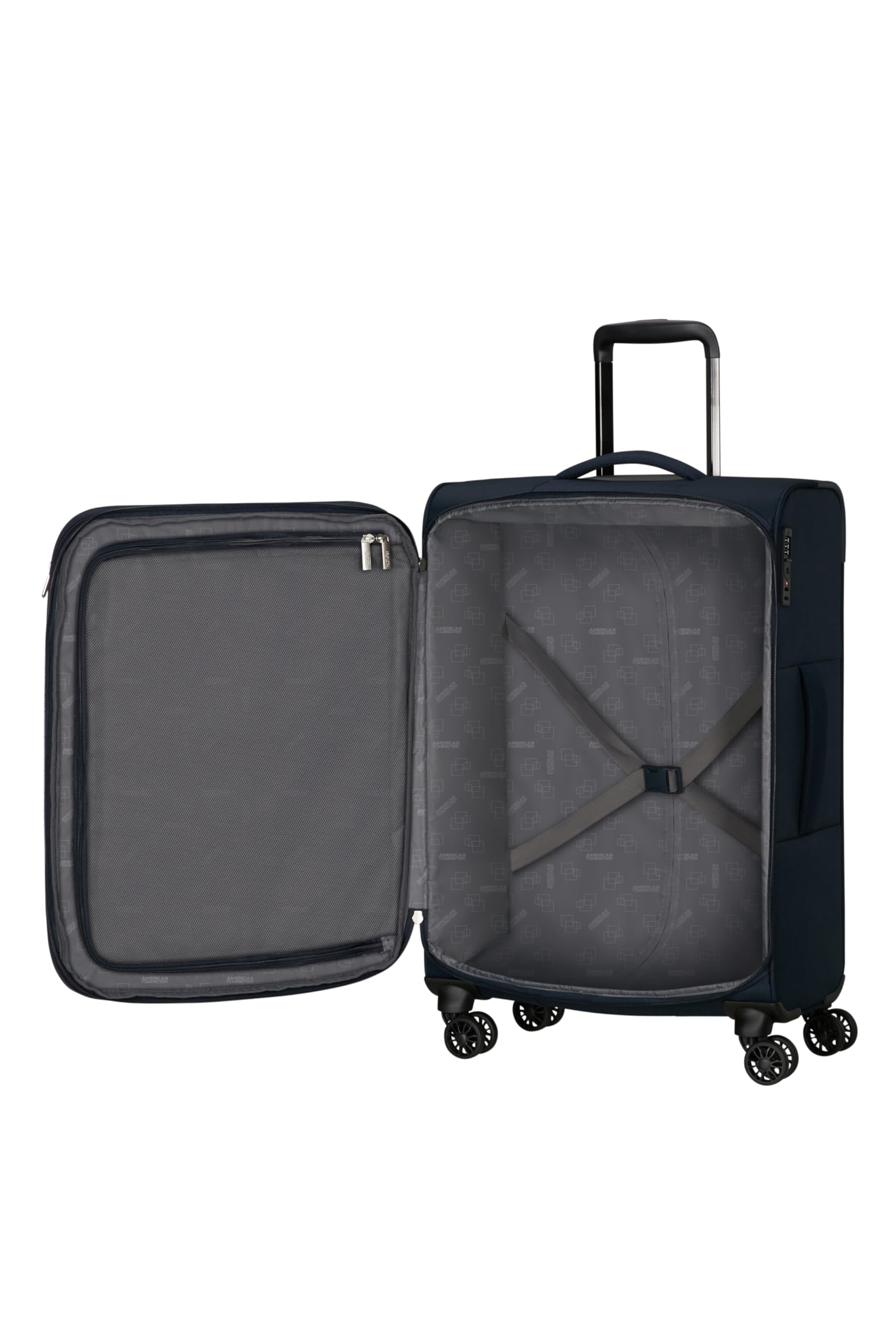 American Tourister Poproll - 3-czesciowy zestaw walizek miekkich (Bagaz podreczny, Srednia, Duza), Lekki - Niebieski (Navy)