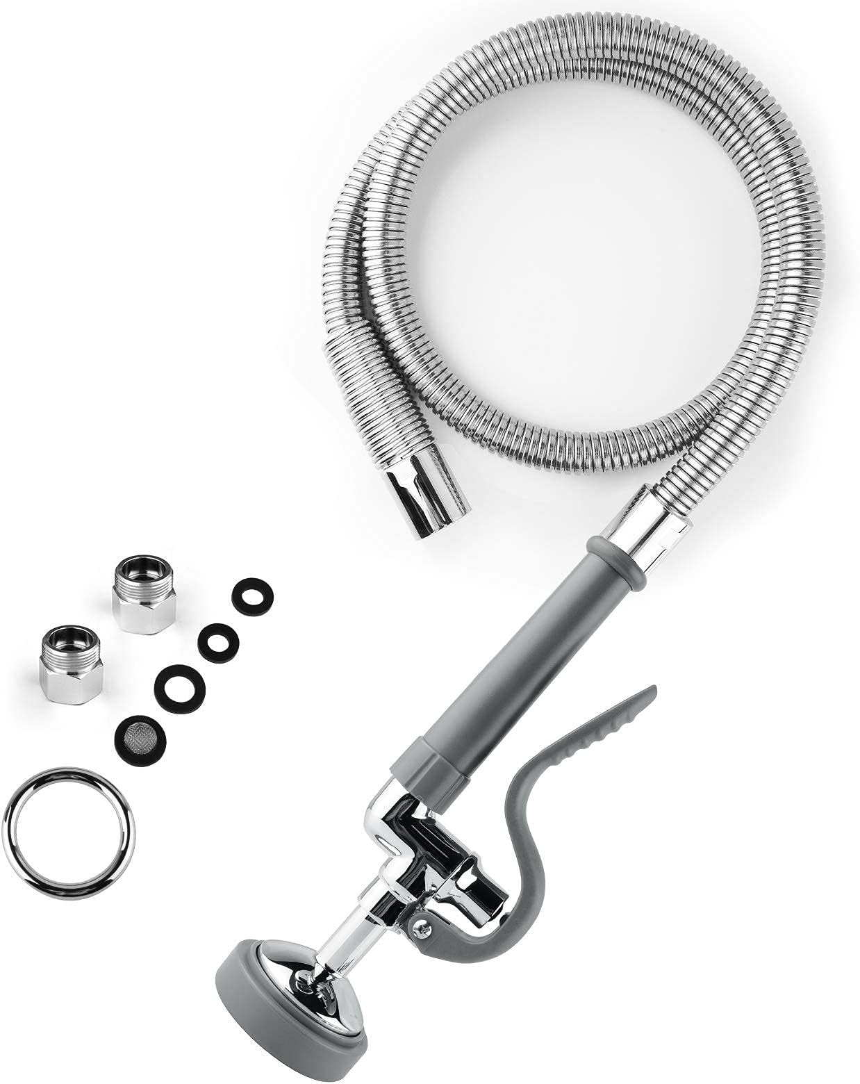 CWM Spray Valve with 45" Flexible Stainless Steel Hose, Pre Rinse Sprayer Assembly for Commercial Kitchen Faucet