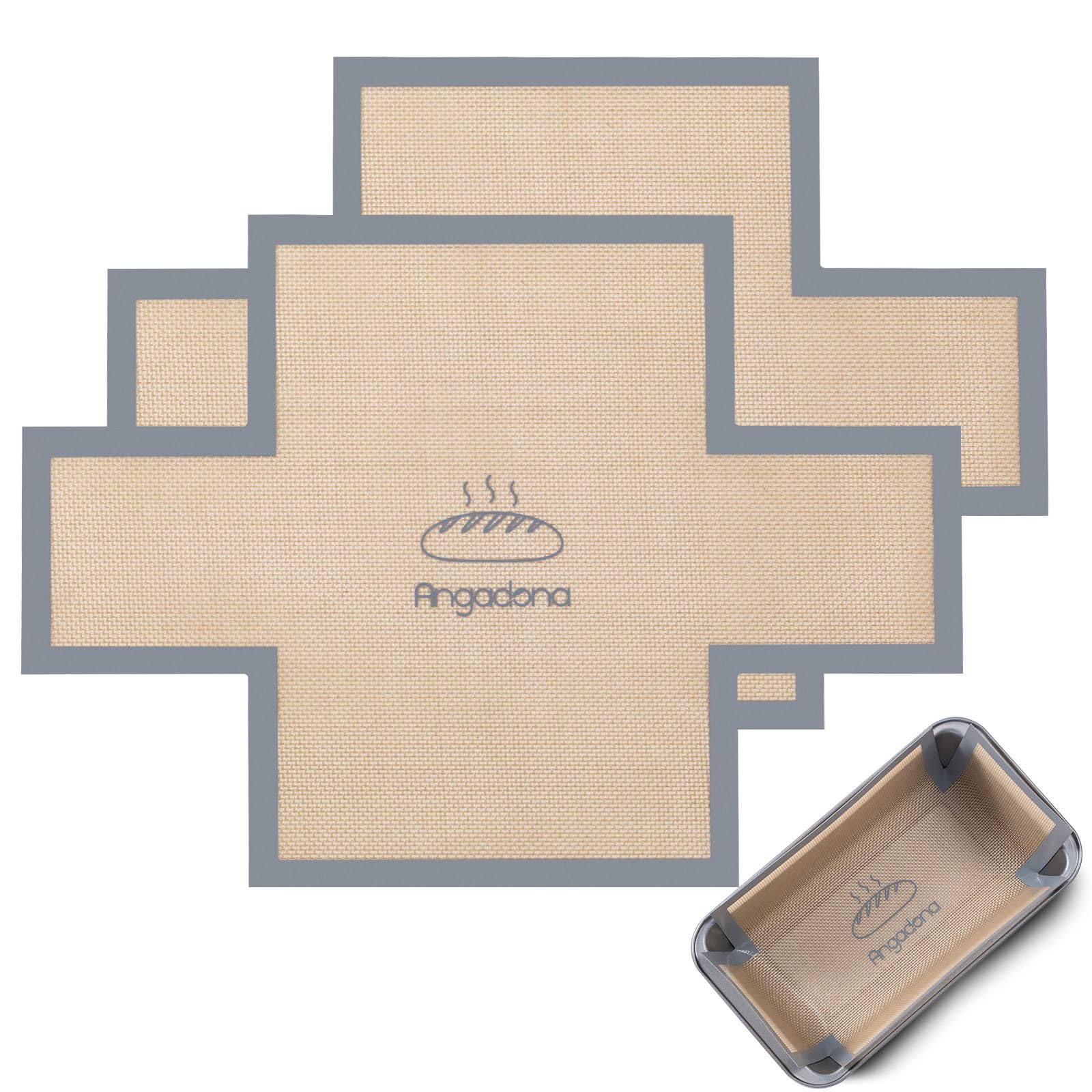 Forros de silicona para pan, antiadherente y reutilizable, paquete de 2 alfombrillas de silicona para hornear pan de 9.5 x 5 pulgadas