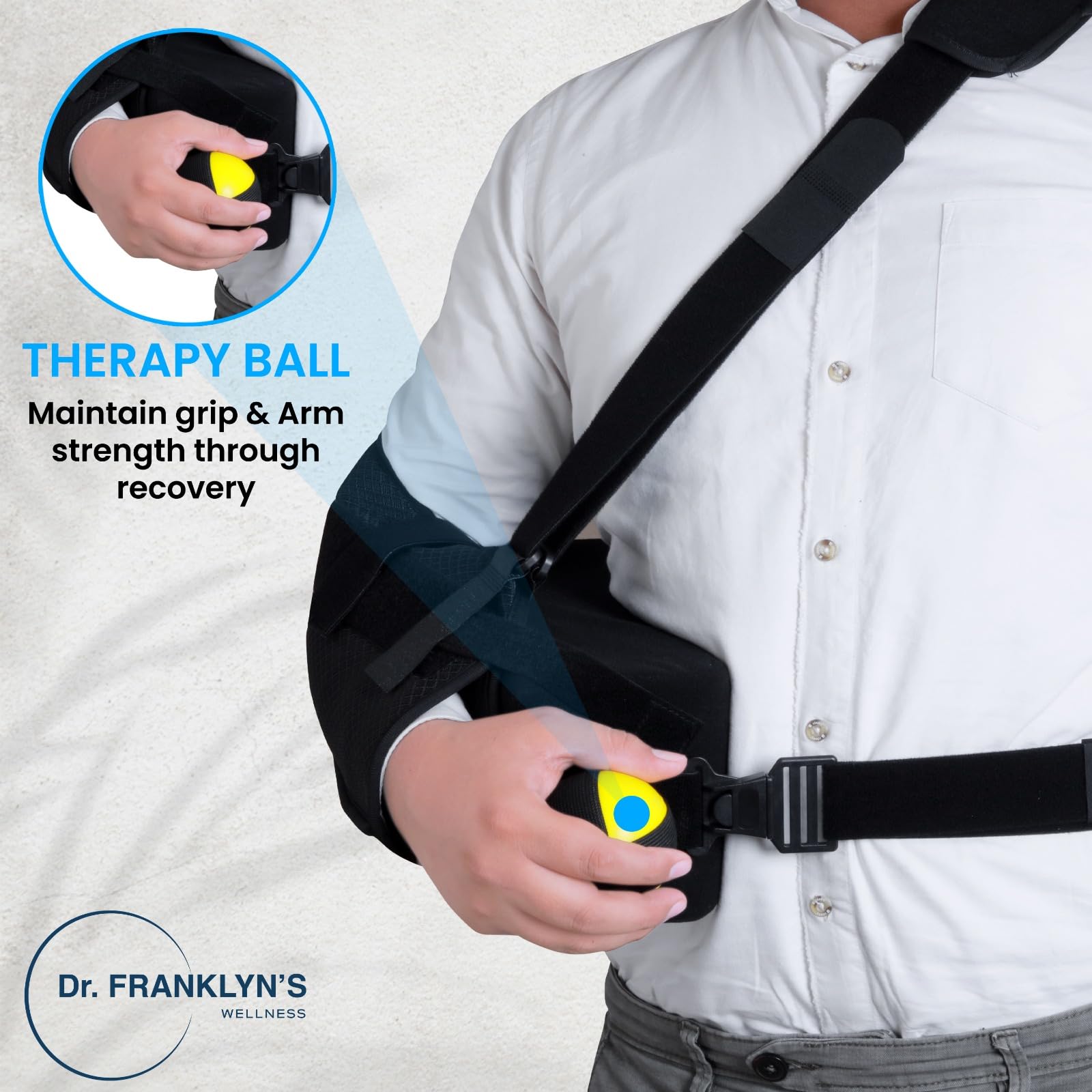 DR FRANKLYN'S Inmovilizador de hombro para brazo para alivio del dolor del manguito rotador, cirugía y brazo roto, almohada de abducción de hombro para apoyo de lesiones, soporte incluye bolsillos,